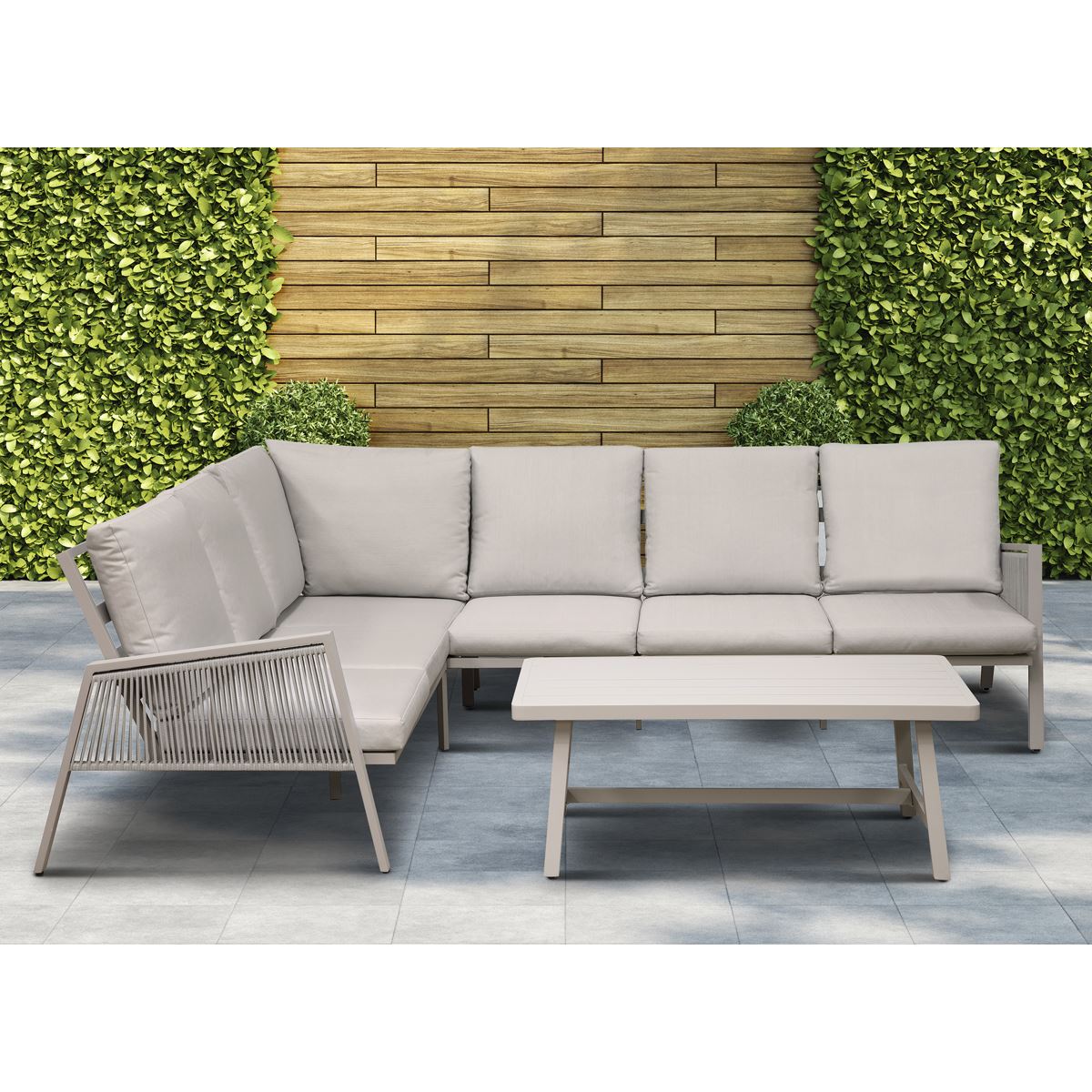 Sealey Dellonda Fusion 4-Piece Outdoor Garden Corner Sofa & Coffee Table Set, Aluminium DG57