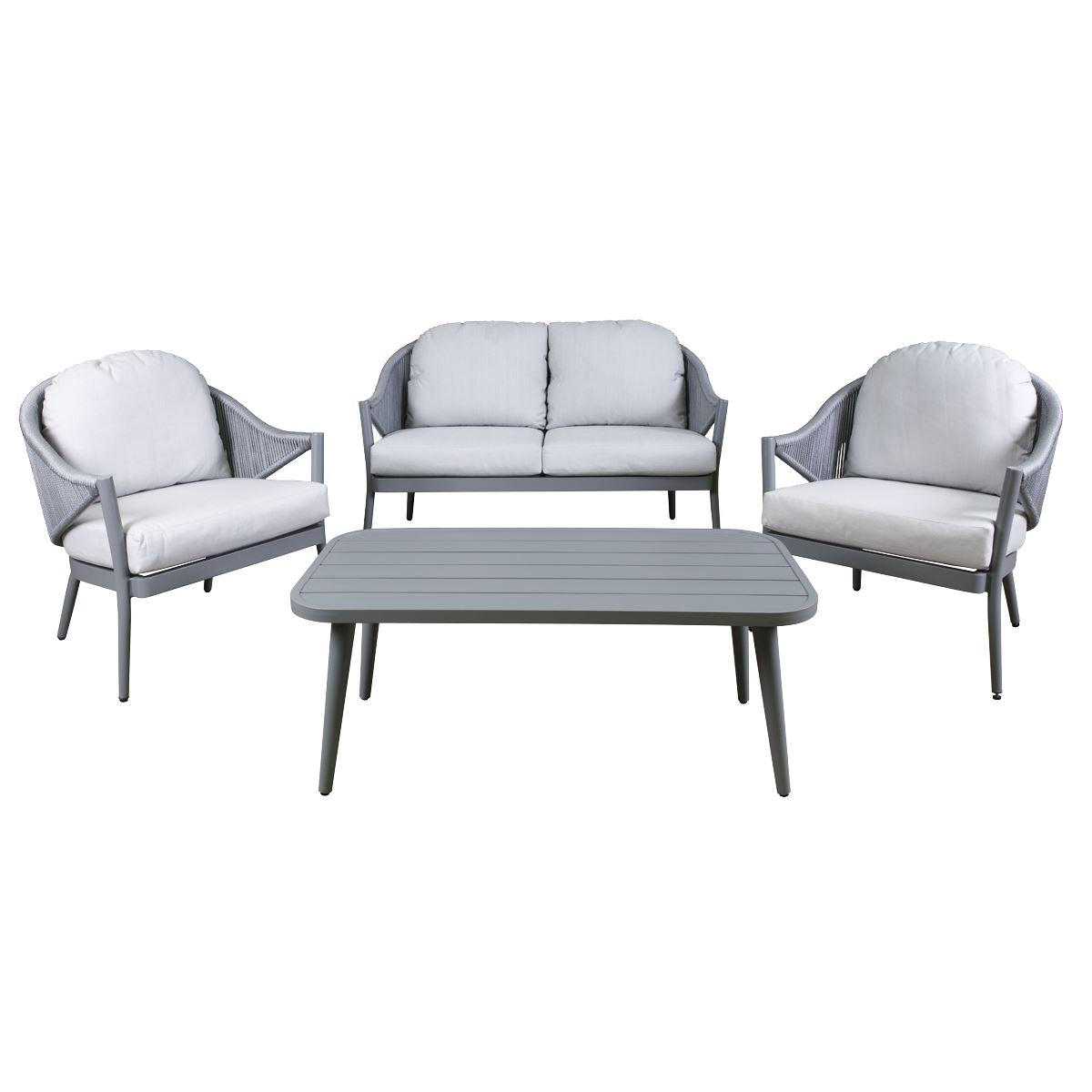 Sealey Dellonda Echo 4-Piece Aluminium Garden Sofa Arm Chair Coffee Table DG59