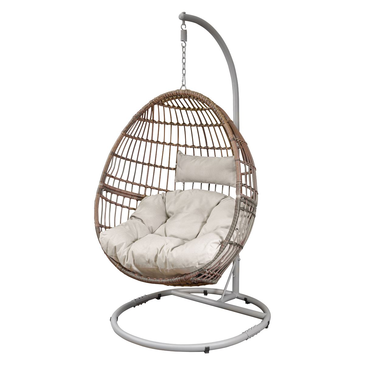 Dellonda Egg Hanging Swing Chair Wicker Rattan Basket Steel Frame Single DG60