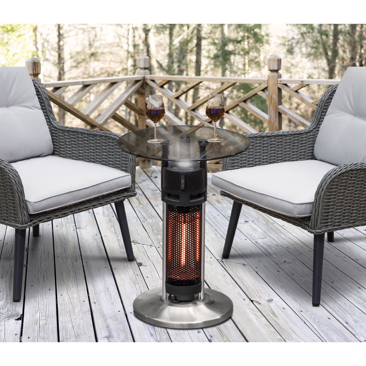 Sealey Dellonda Bistro Table with 1200W Heater, 65cm, Black/Stainless Steel DG62
