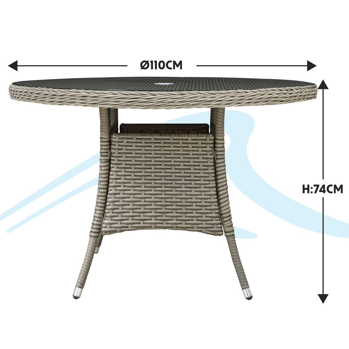 Dellonda Chester Rattan Wicker Outdoor Dining Table Tempered Glass Brown DG66