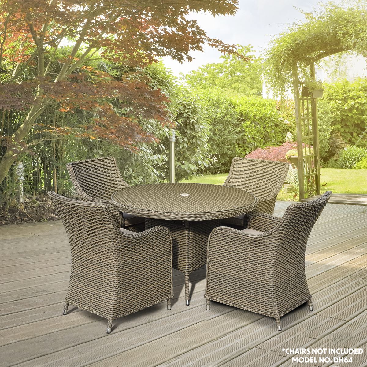 Dellonda Chester Rattan Wicker Outdoor Dining Table Tempered Glass Brown DG66