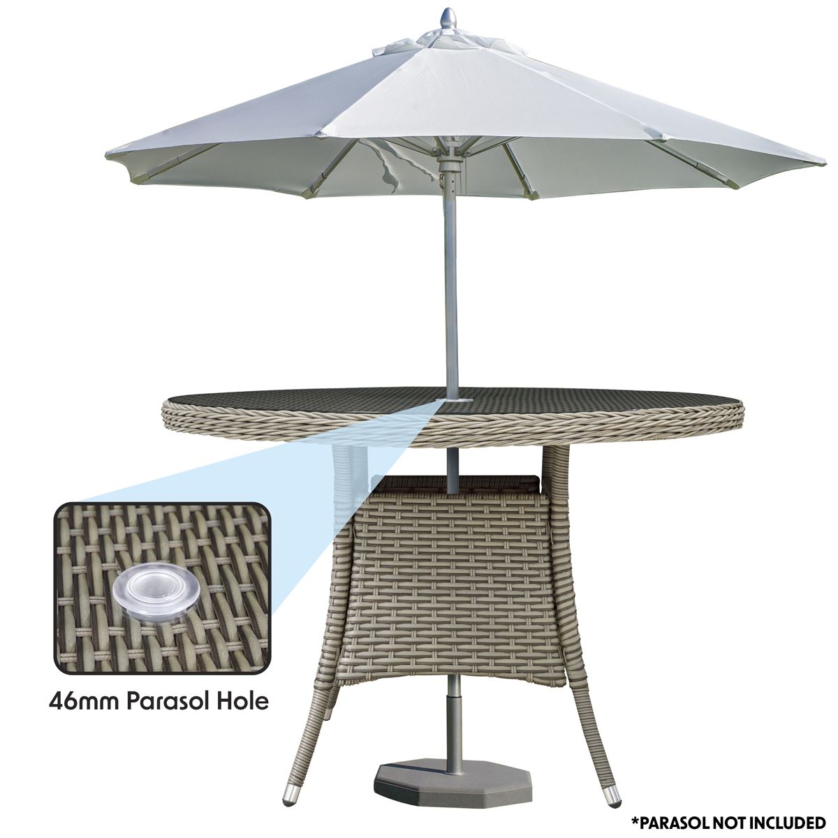 Dellonda Chester Rattan Wicker Outdoor Dining Table Tempered Glass Brown DG66