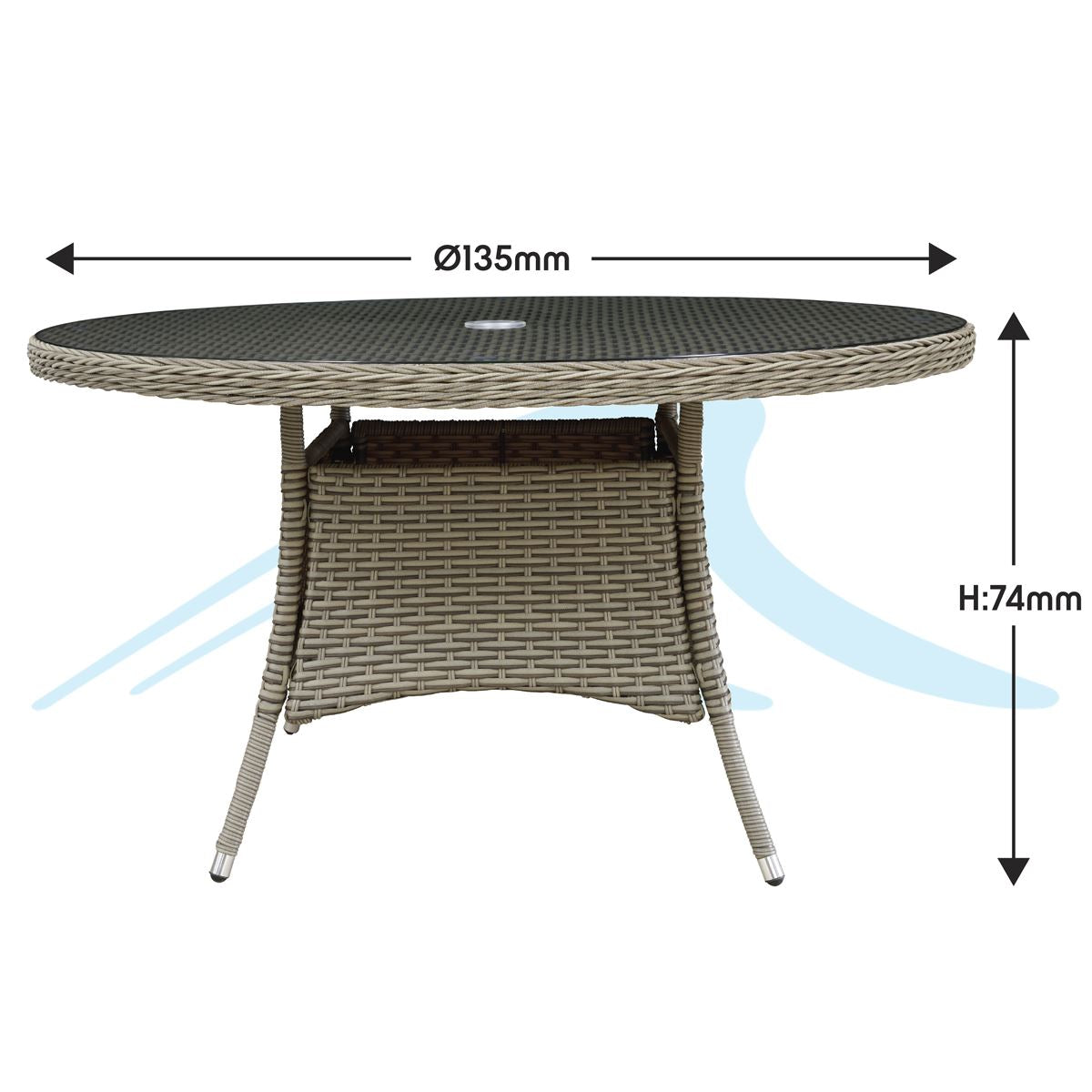 Dellonda Chester Rattan Wicker Outdoor Dining Table with Tempered Glass DG67