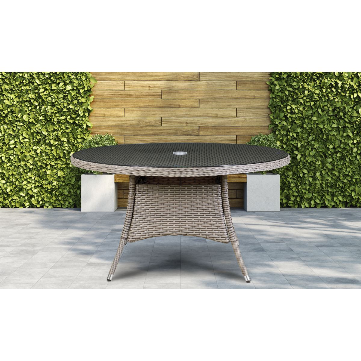 Dellonda Chester Rattan Wicker Outdoor Dining Table with Tempered Glass DG67