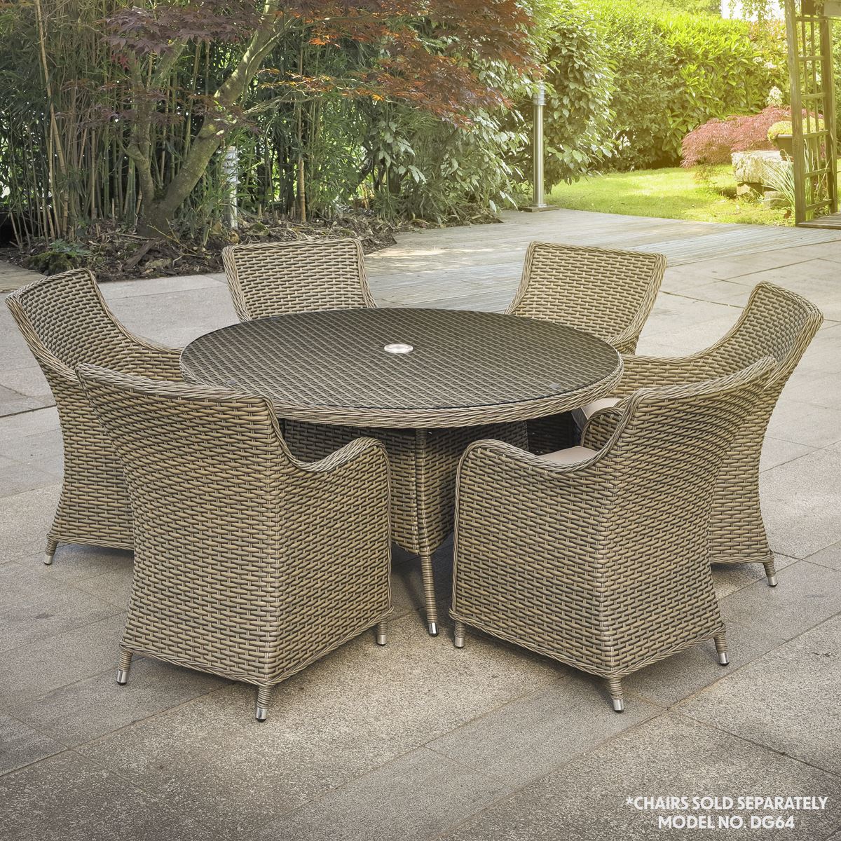 Dellonda Chester Rattan Wicker Outdoor Dining Table with Tempered Glass DG67