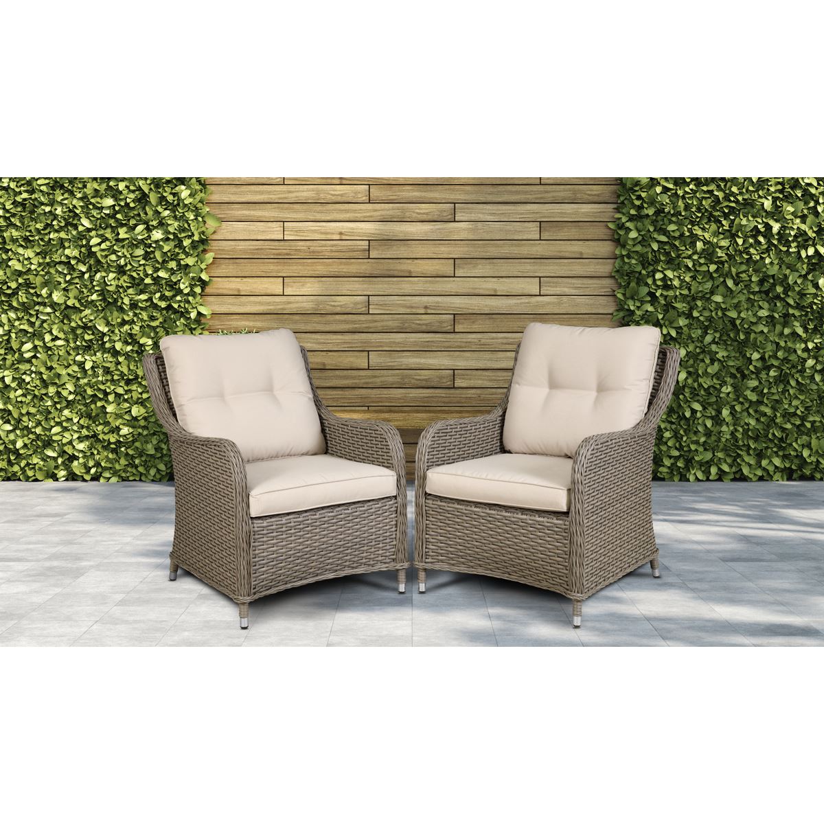 Dellonda Chester Rattan Wicker Outdoor Lounge Chairs with Cushion Brown DG69