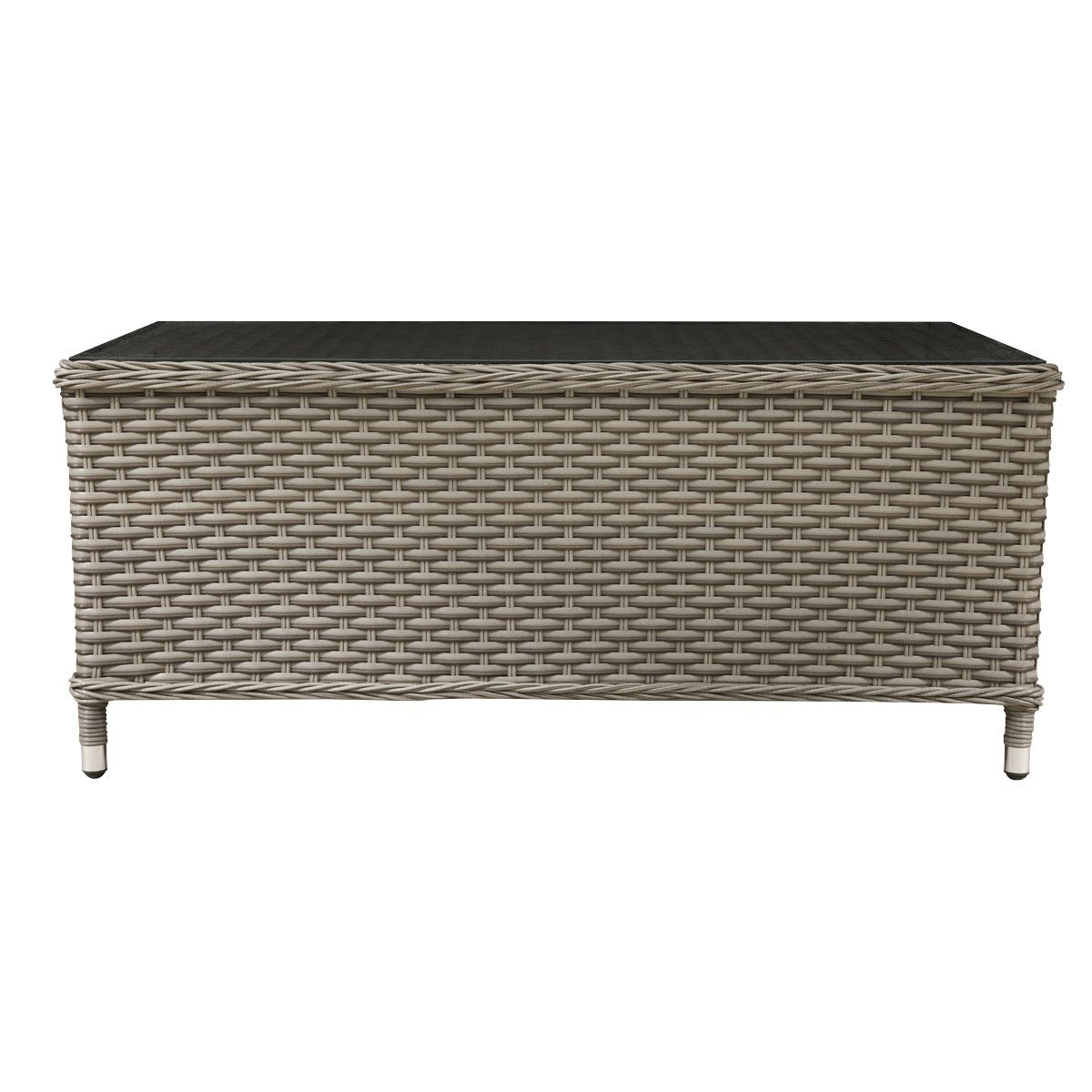 Dellonda Chester Rattan Wicker Outdoor Coffee Table Tempered Glass Brown DG71