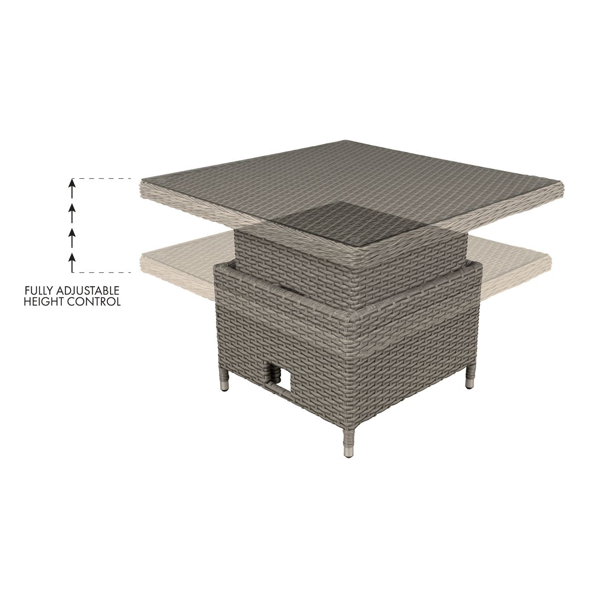 Dellonda Chester Rattan Wicker Adjustable Outdoor Dining Table Brown DG73