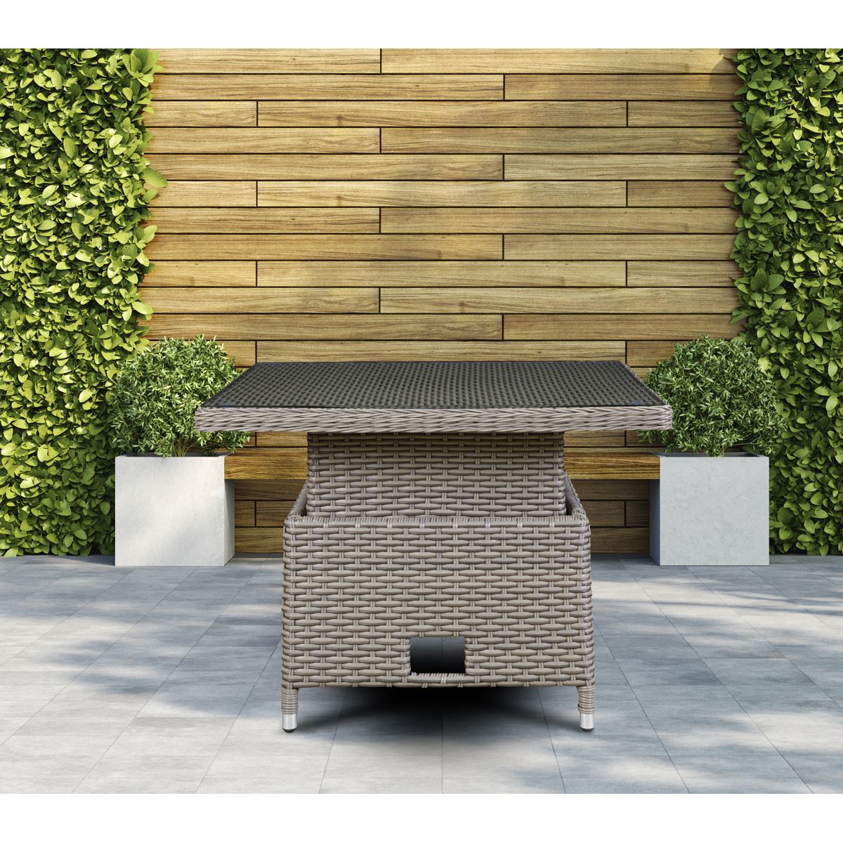 Dellonda Chester Rattan Wicker Adjustable Outdoor Dining Table Brown DG73