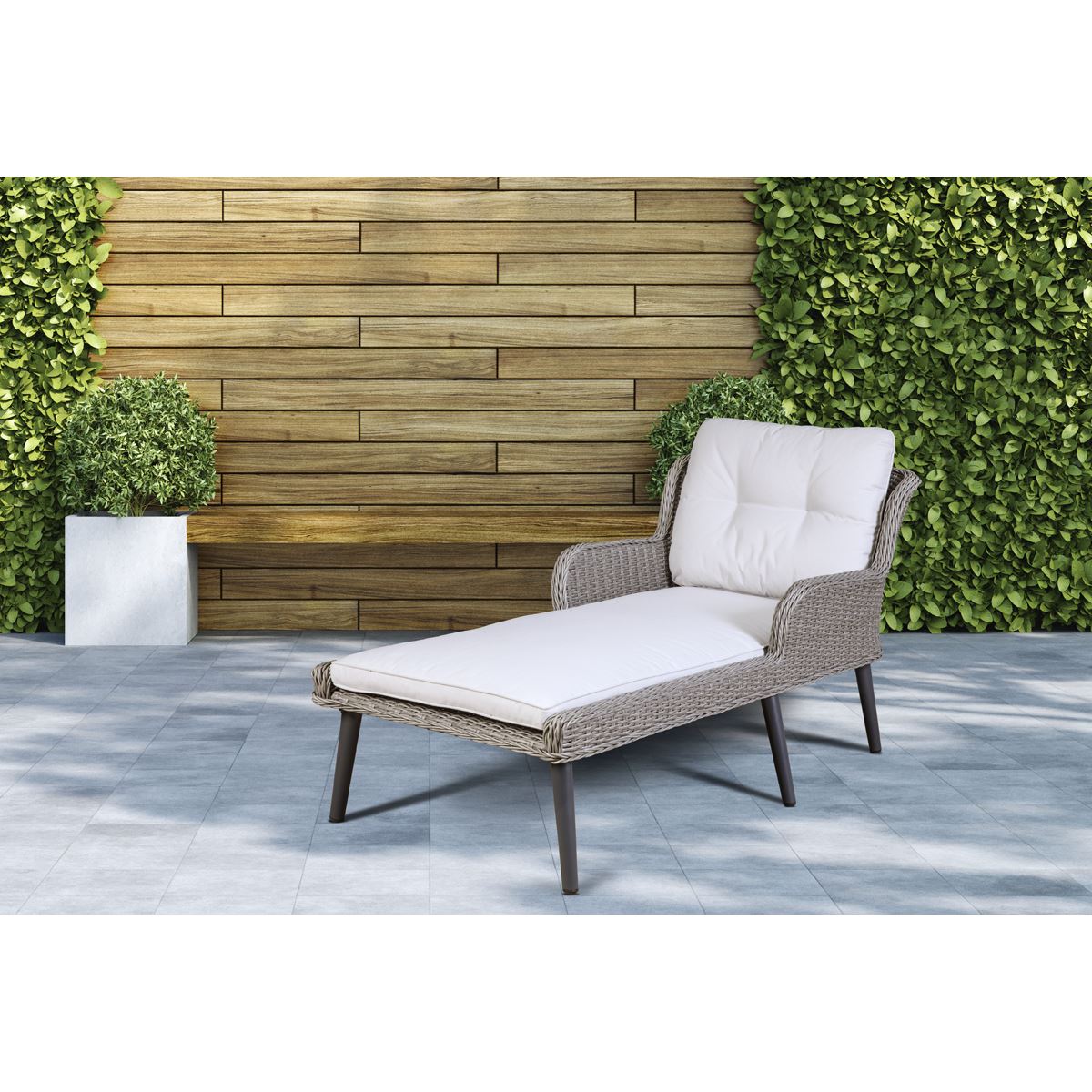 Dellonda Buxton Rattan Wicker Sun Lounger Armrests Washable Cushions Grey DG74