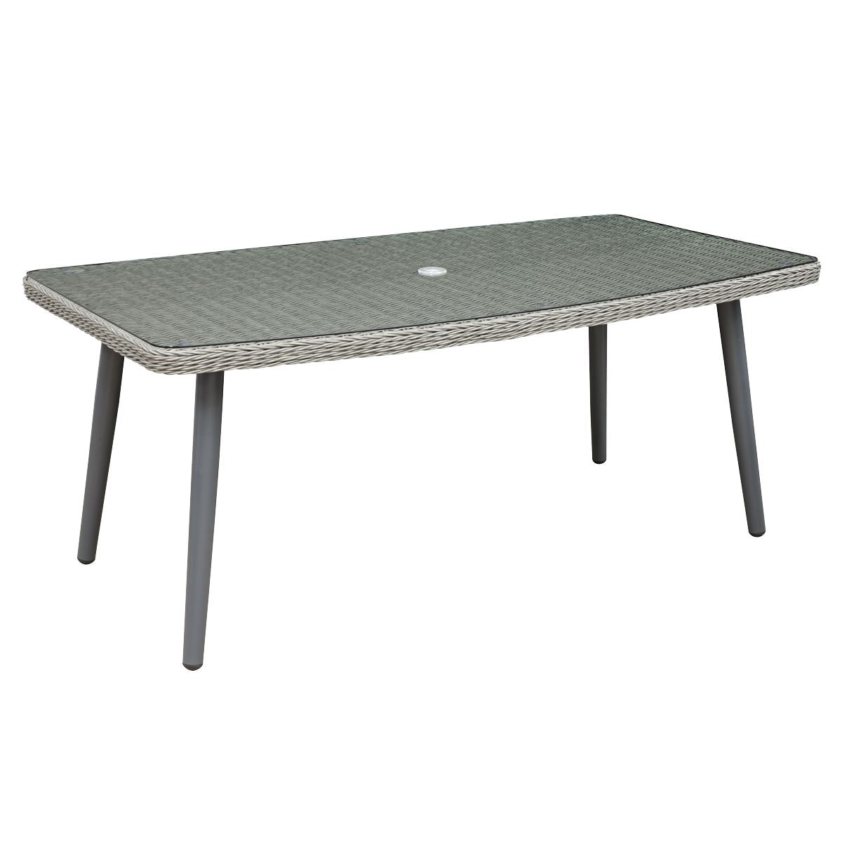 Dellonda Buxton Rattan Wicker Outdoor Dining Table Tempered Glass Grey DG78
