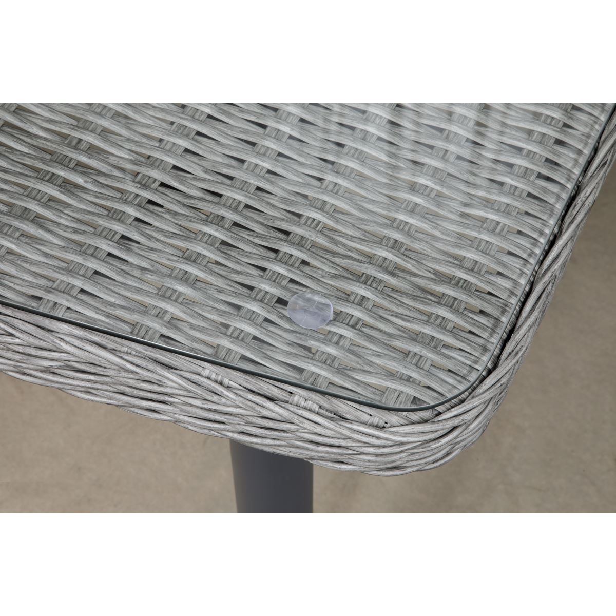 Dellonda Buxton Rattan Wicker Outdoor Dining Table Tempered Glass Grey DG78