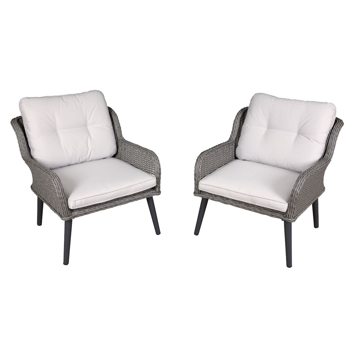Dellonda Buxton Rattan Wicker Outdoor Lounge Chairs with Cushion Grey DG79