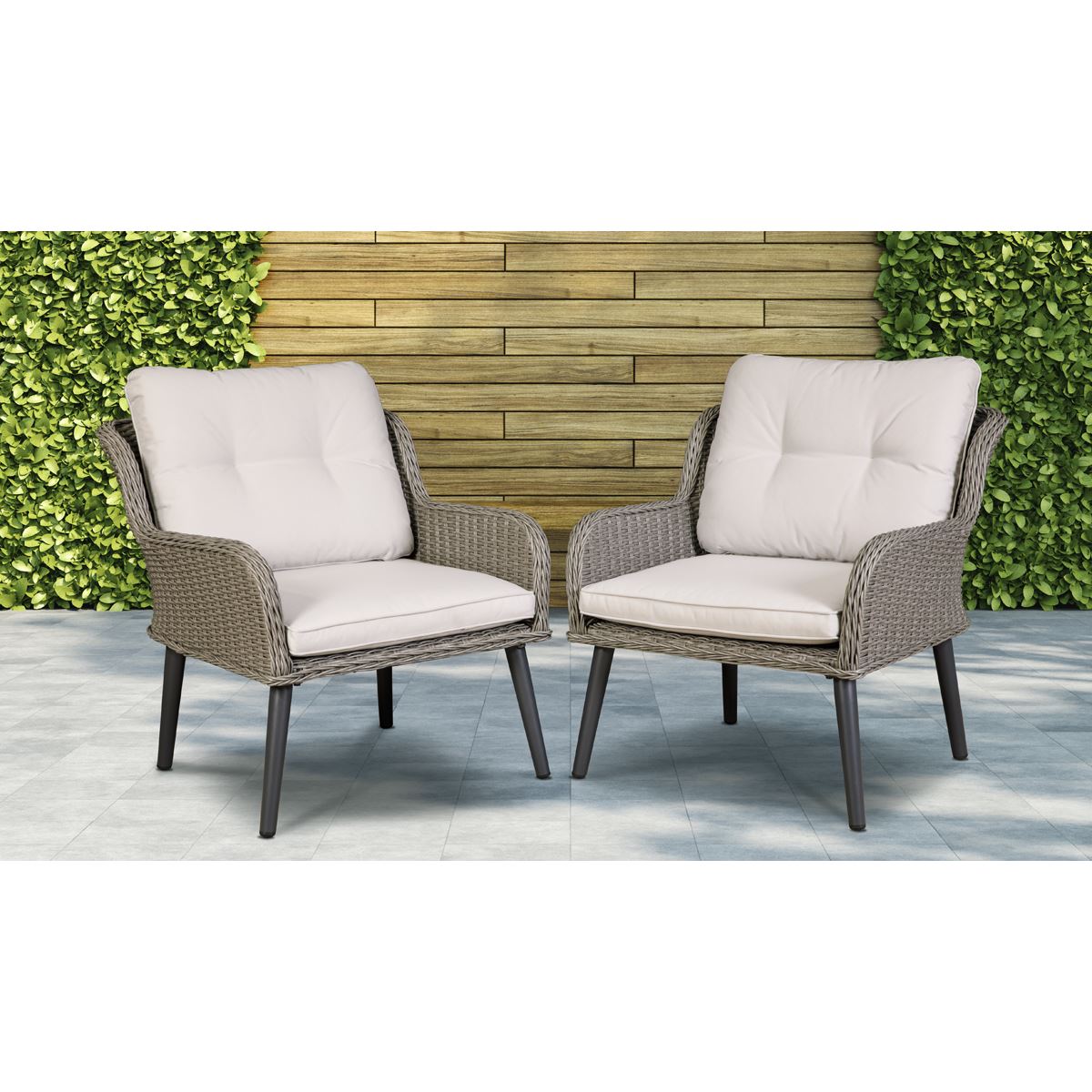 Dellonda Buxton Rattan Wicker Outdoor Lounge Chairs with Cushion Grey DG79
