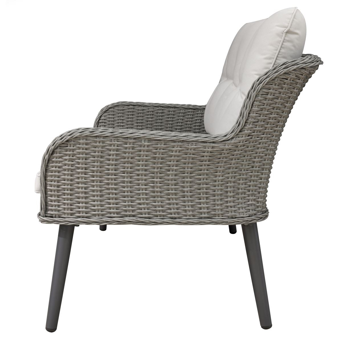 Dellonda Buxton Rattan Wicker Outdoor Lounge 2-Seater Sofa Cushions Grey DG80