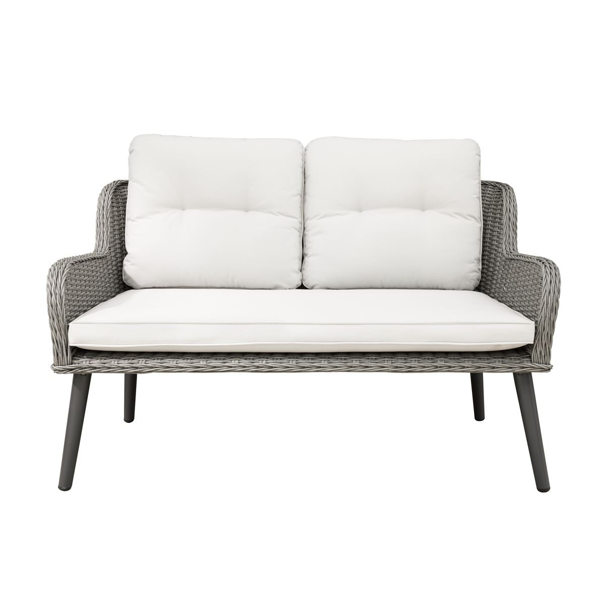 Dellonda Buxton Rattan Wicker Outdoor Lounge 2-Seater Sofa Cushions Grey DG80
