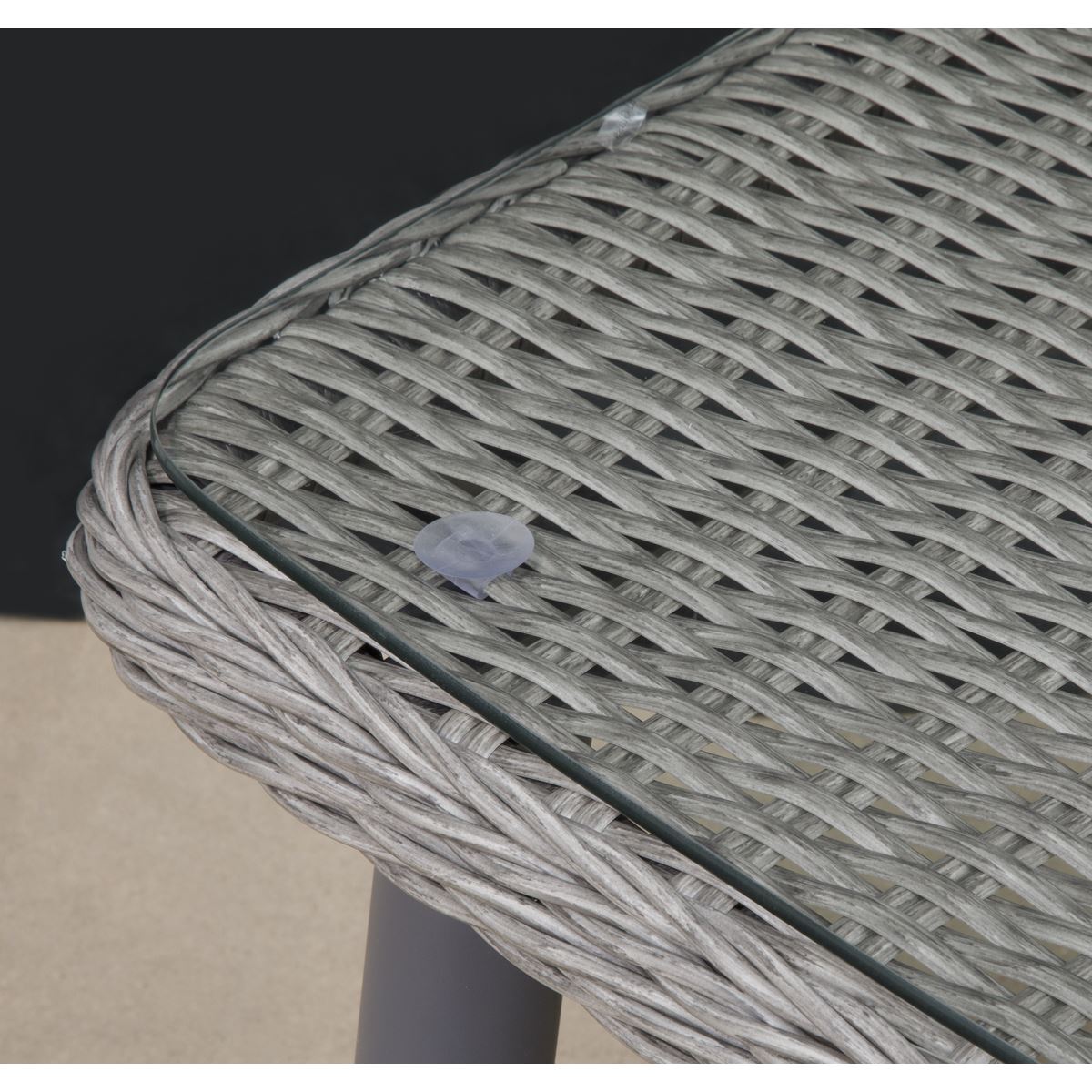 Dellonda Buxton Rattan Wicker Outdoor Coffee Table Tempered Glass Top Grey DG81