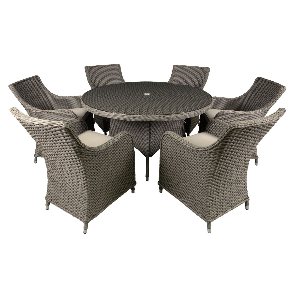 Sealey Dellonda Chester Rattan Wicker Outdoor Dining Set with Tempered Glass Tabletop 7pc DG85