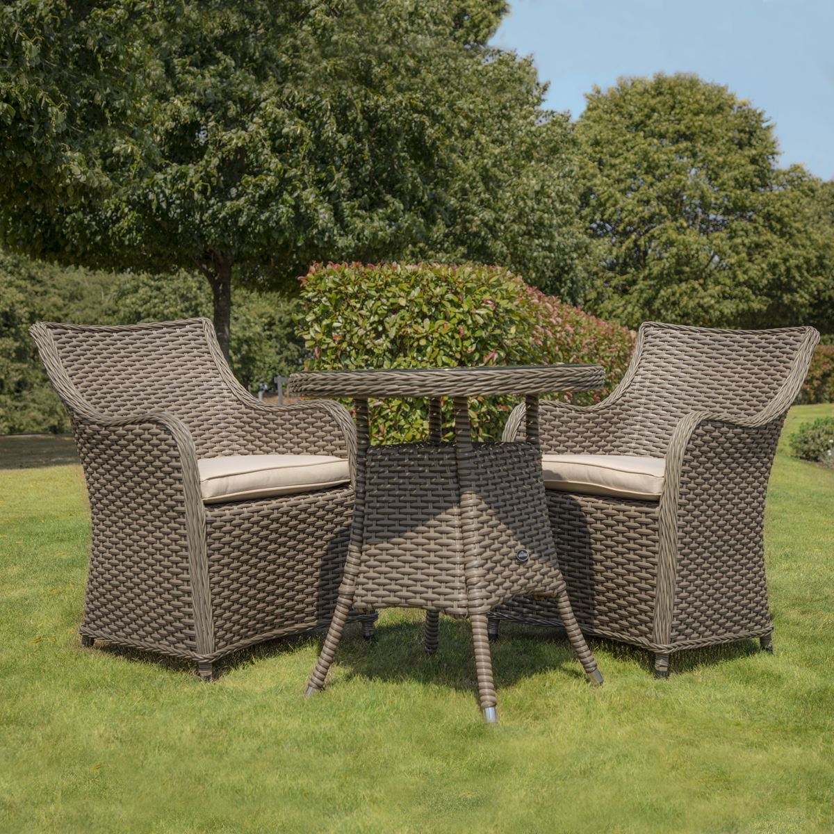 Sealey Dellonda Chester Rattan Wicker Outdoor Dining Set with Tempered Glass Tabletop 3pc DG86