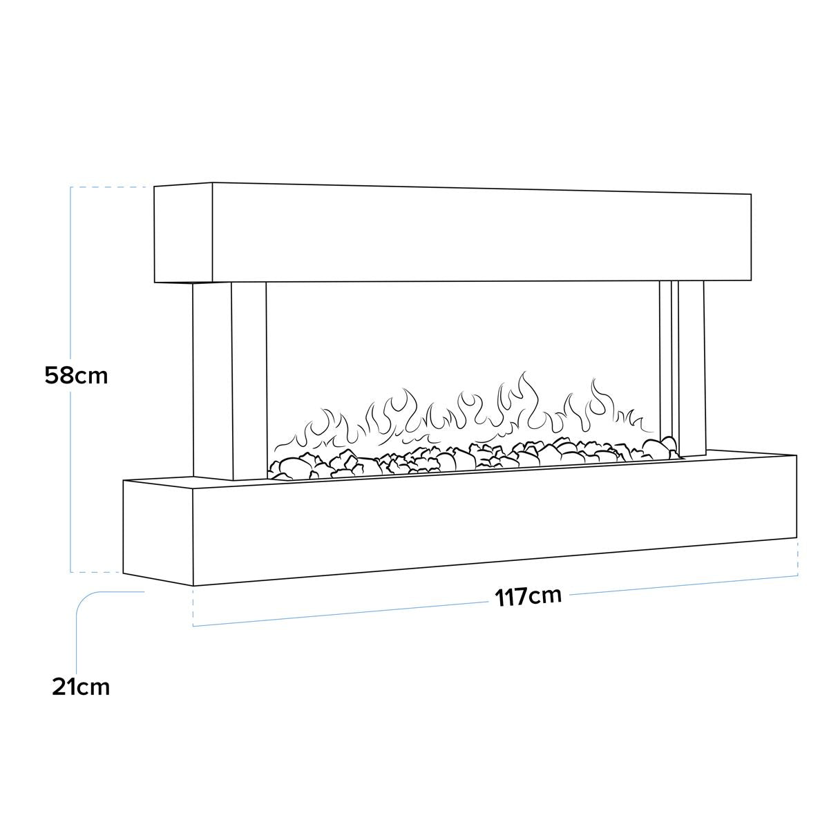 Sealey Baridi 46" Electric Fireplace Wall Mounting 1000W 2000W LED White DH113