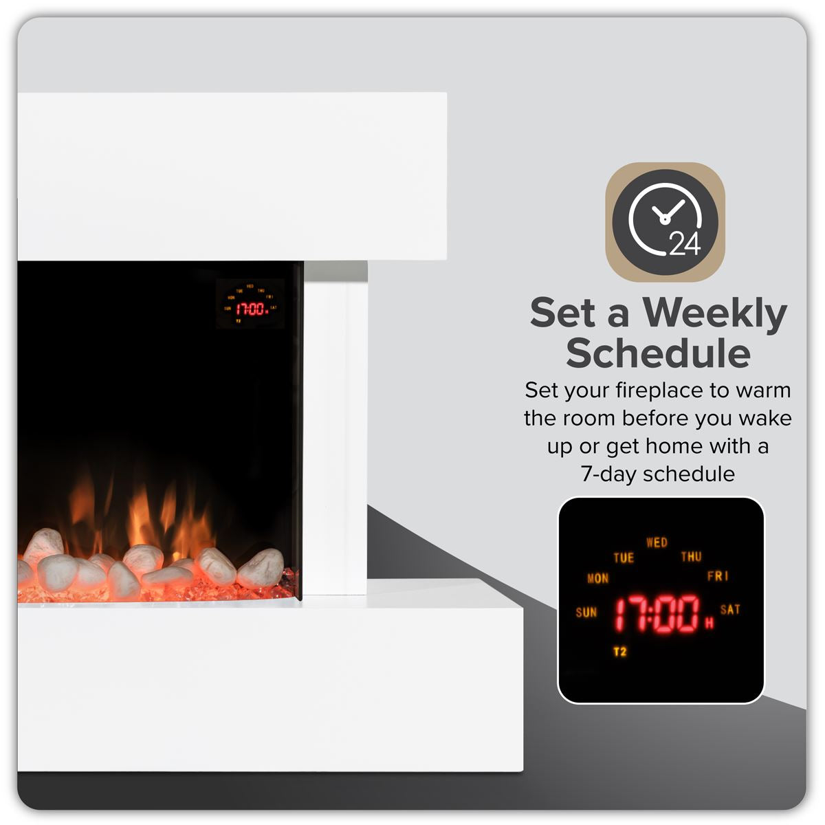 Sealey Baridi 46" Electric Fireplace Wall Mounting 1000W 2000W LED White DH113