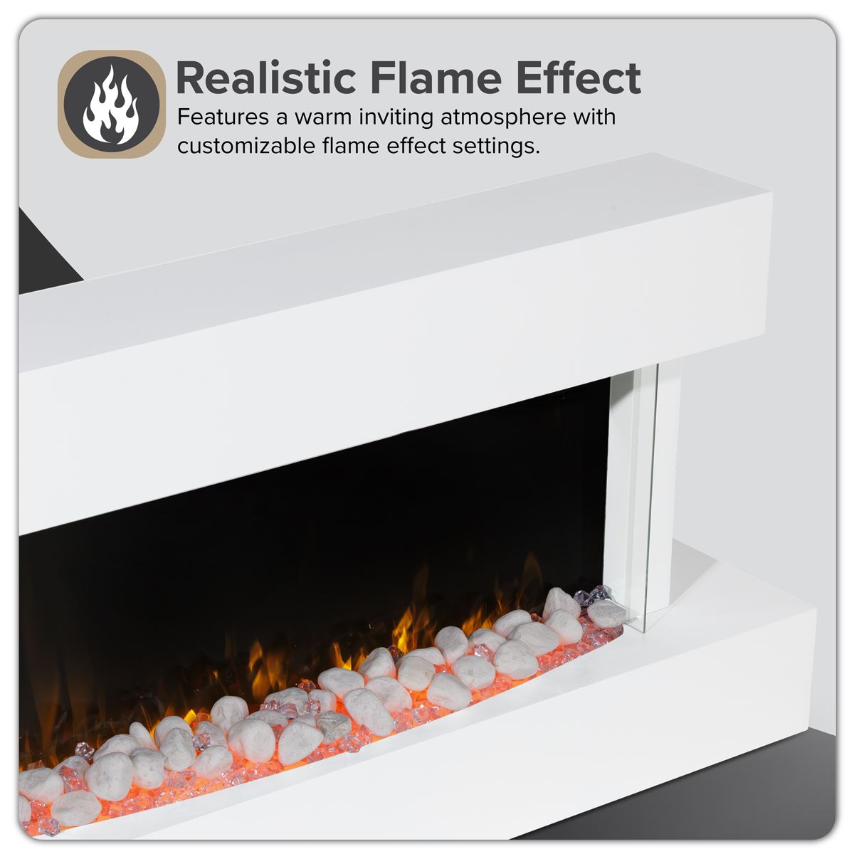 Sealey Baridi 46" Electric Fireplace Wall Mounting 1000W 2000W LED White DH113