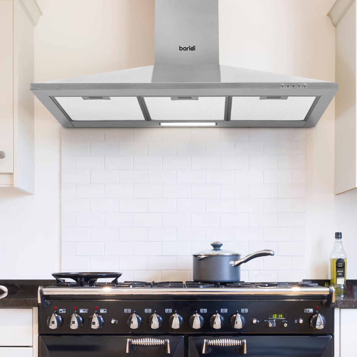 Baridi 90cm Chimney Style Cooker Hood with Carbon Filters Stainless Steel DH127