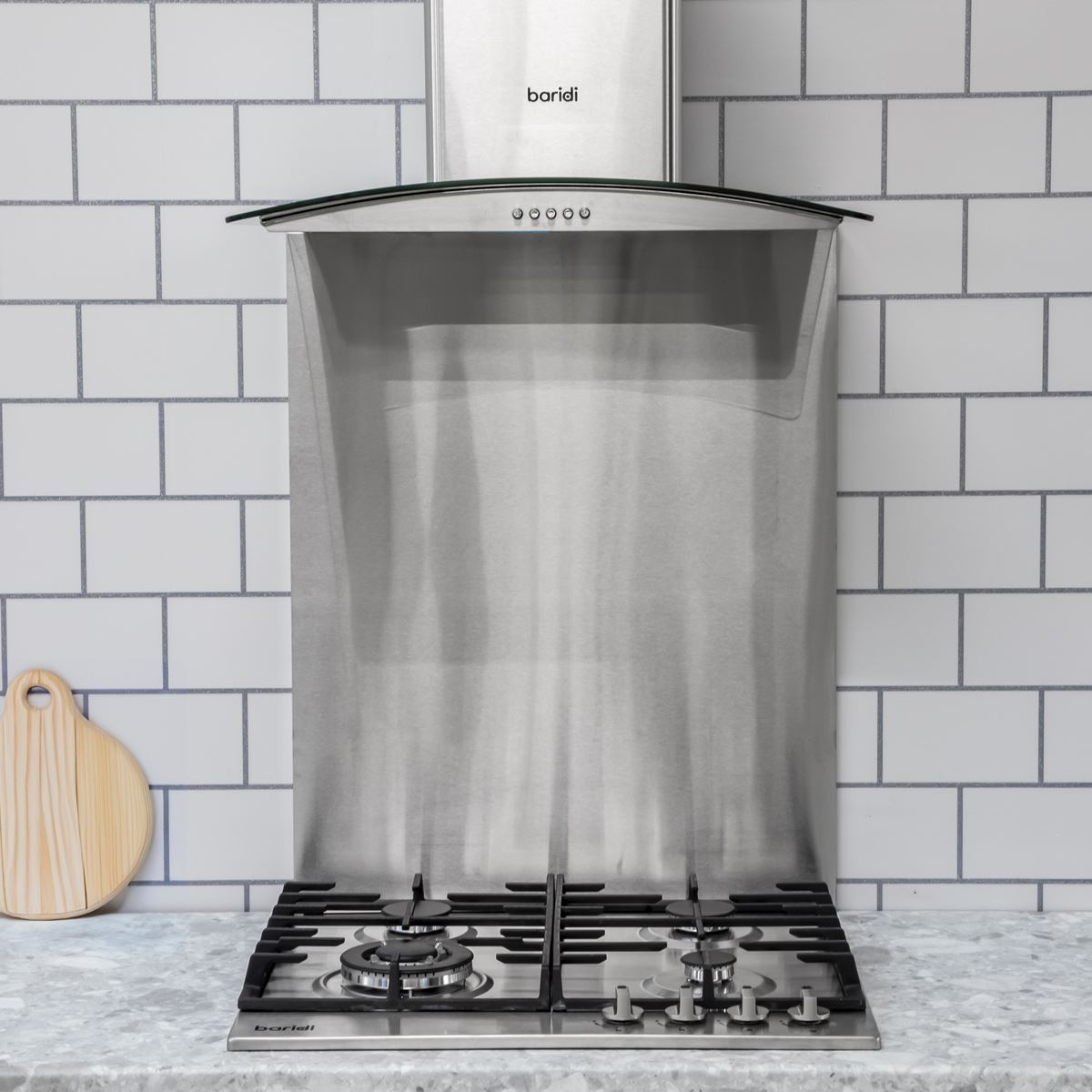 Baridi 60cm Curved Glass Cooker Hood Carbon Filters LED Lights Stainless DH128
