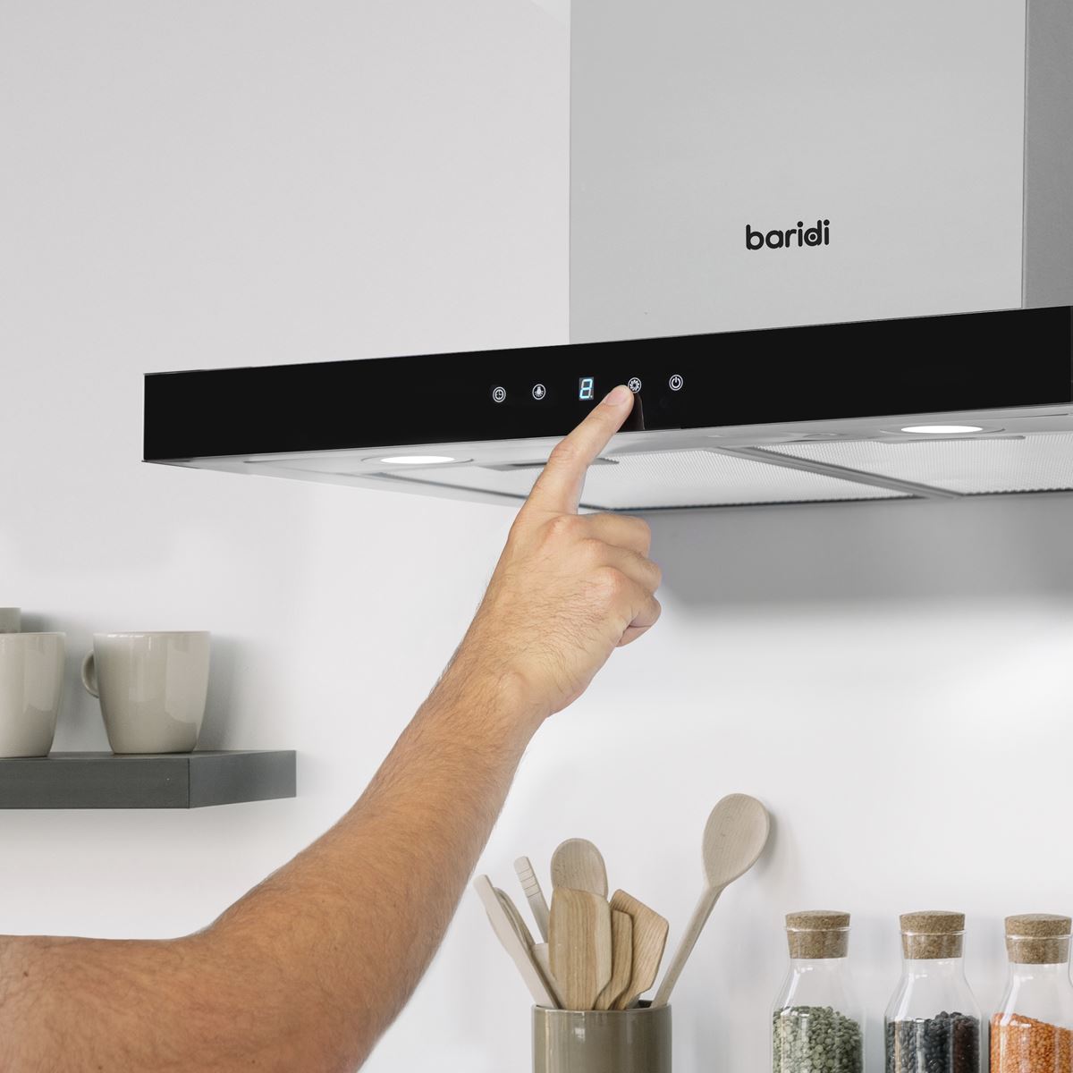 Baridi 60cm T Shape Chimney Cooker Hood Carbon Filters Stainless Steel DH130