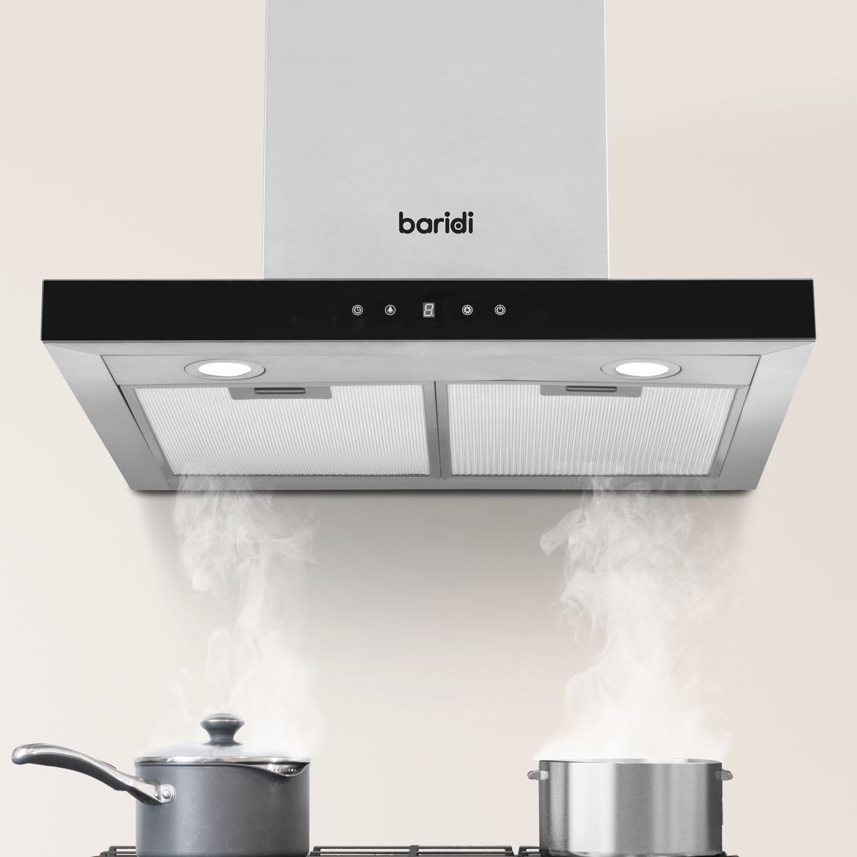 Baridi 60cm T Shape Chimney Cooker Hood Carbon Filters Stainless Steel DH130