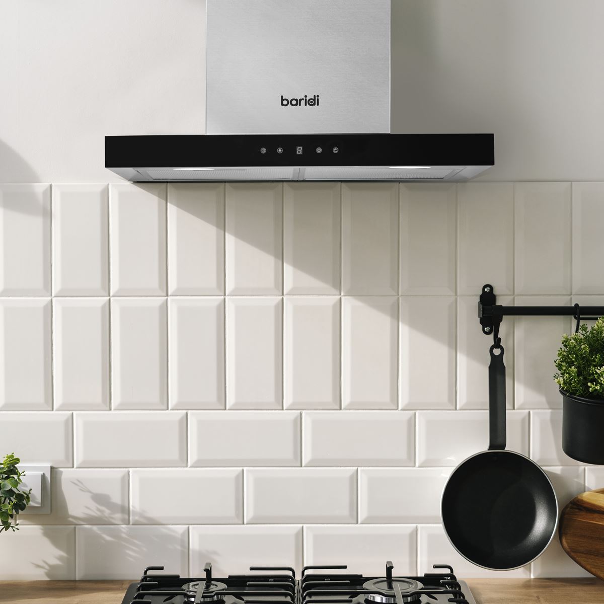 Baridi 60cm T Shape Chimney Cooker Hood Carbon Filters Stainless Steel DH130