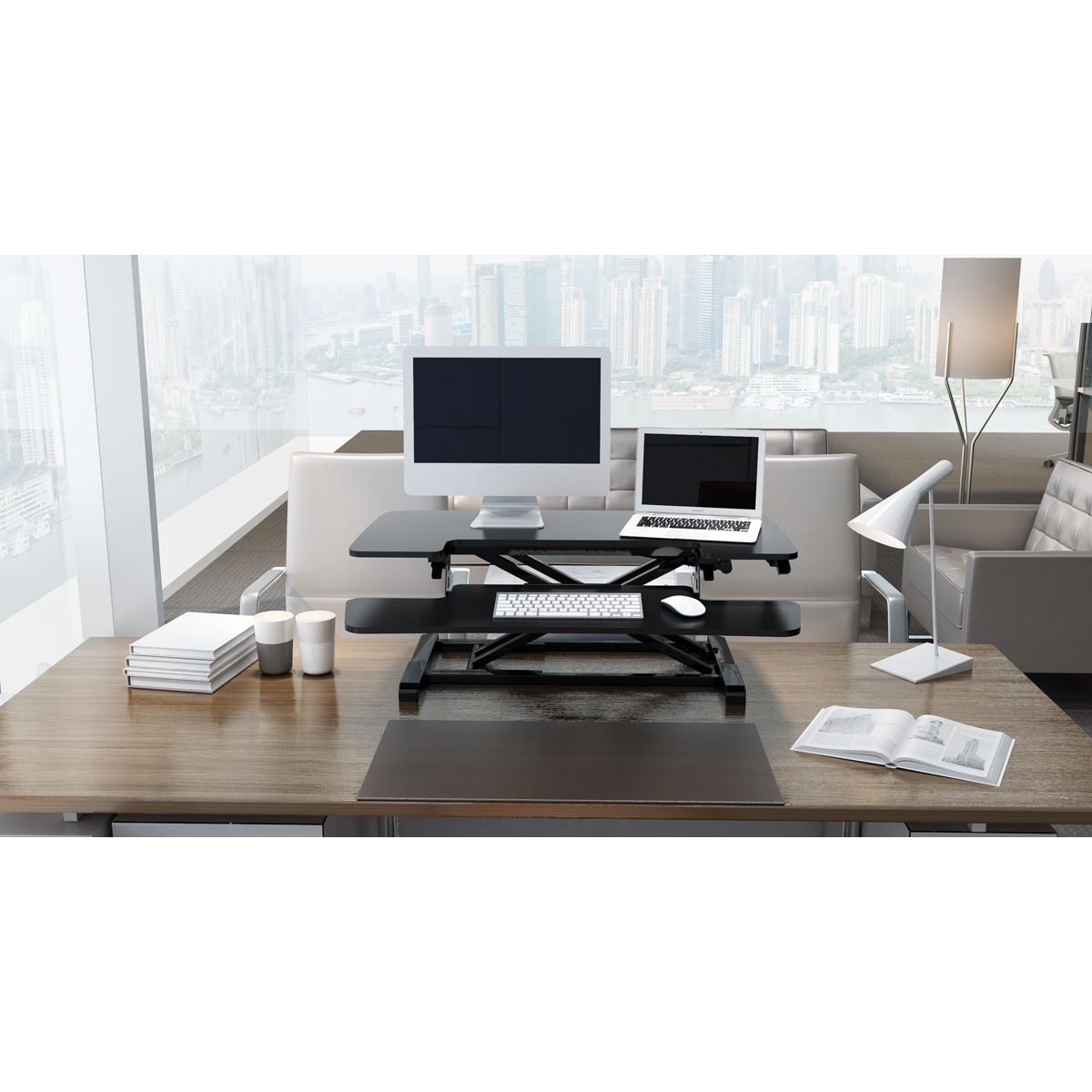 Dellonda 89cm Height Adjustable Standing Desk Converter 50cm Height 15kg DH15