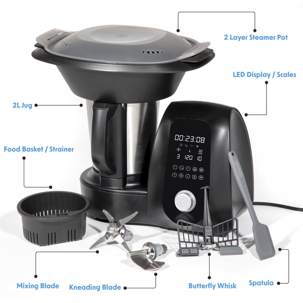 Baridi All in One Thermo Cooker 18 Preset Functions App Guided Recipes BK DH163