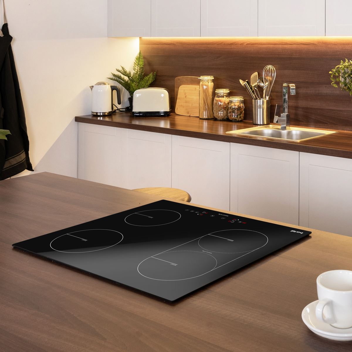 Sealey Baridi 60cm Built-In Induction Hob with Bridge Zone, 4 Cooking Zones, 2800W, Boost Function, 9 Power Levels, Touch Control & Timer DH178