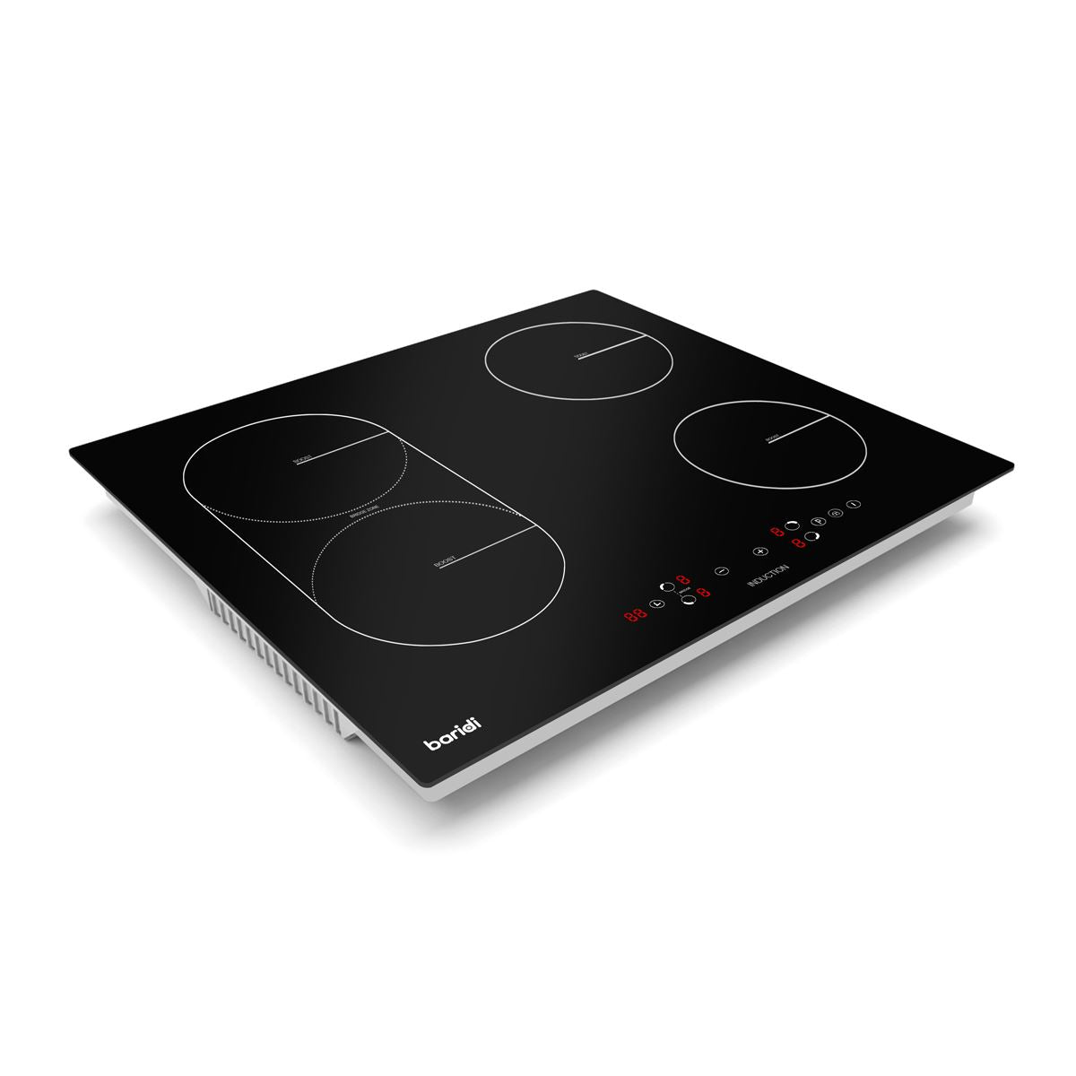 Sealey Baridi 60cm Built-In Induction Hob with Bridge Zone, 4 Cooking Zones, 2800W, Boost Function, 9 Power Levels, Touch Control & Timer DH178