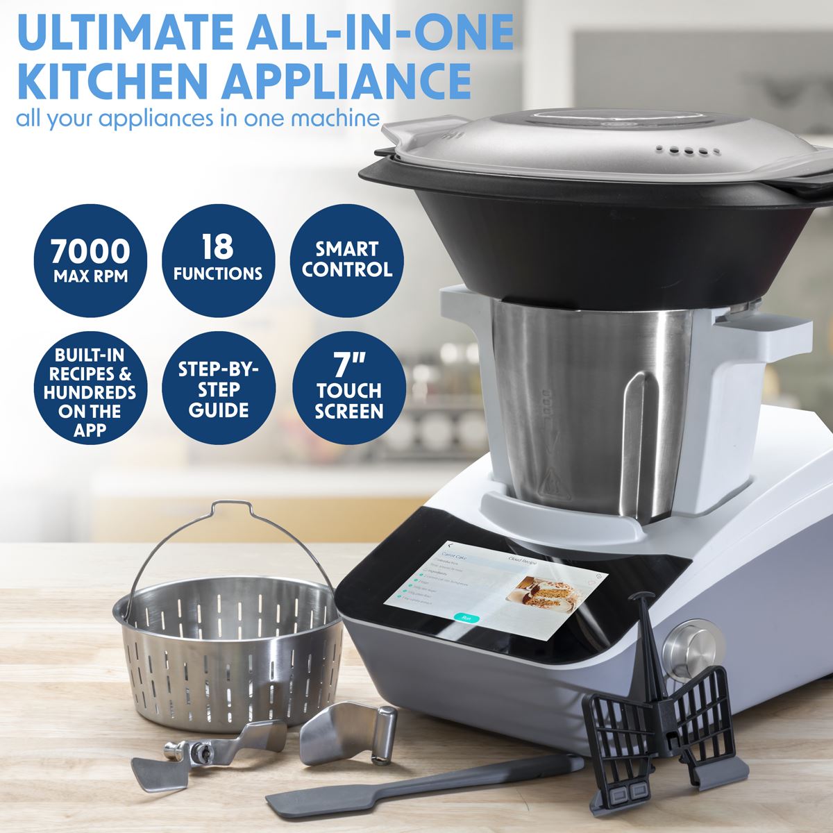 Baridi Smart Kitchen Robot Thermo Cooker 18 Preset Functions Touch Screen DH189