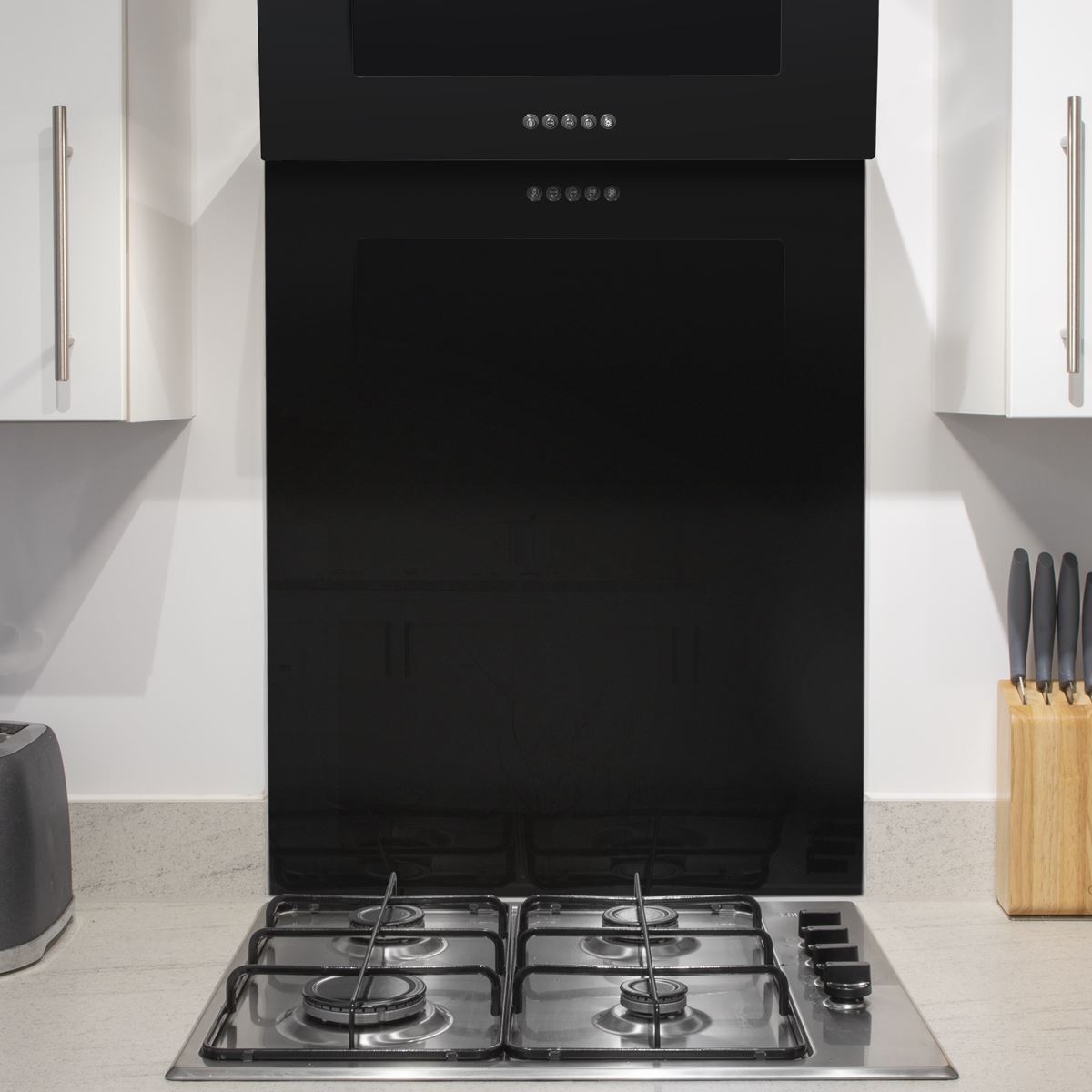 Baridi 60cm Splashback for Cooker Hoods Extractor Fans Black Glass DH194