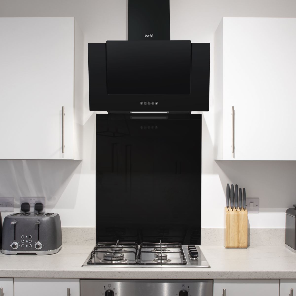 Baridi 60cm Splashback for Cooker Hoods Extractor Fans Black Glass DH194
