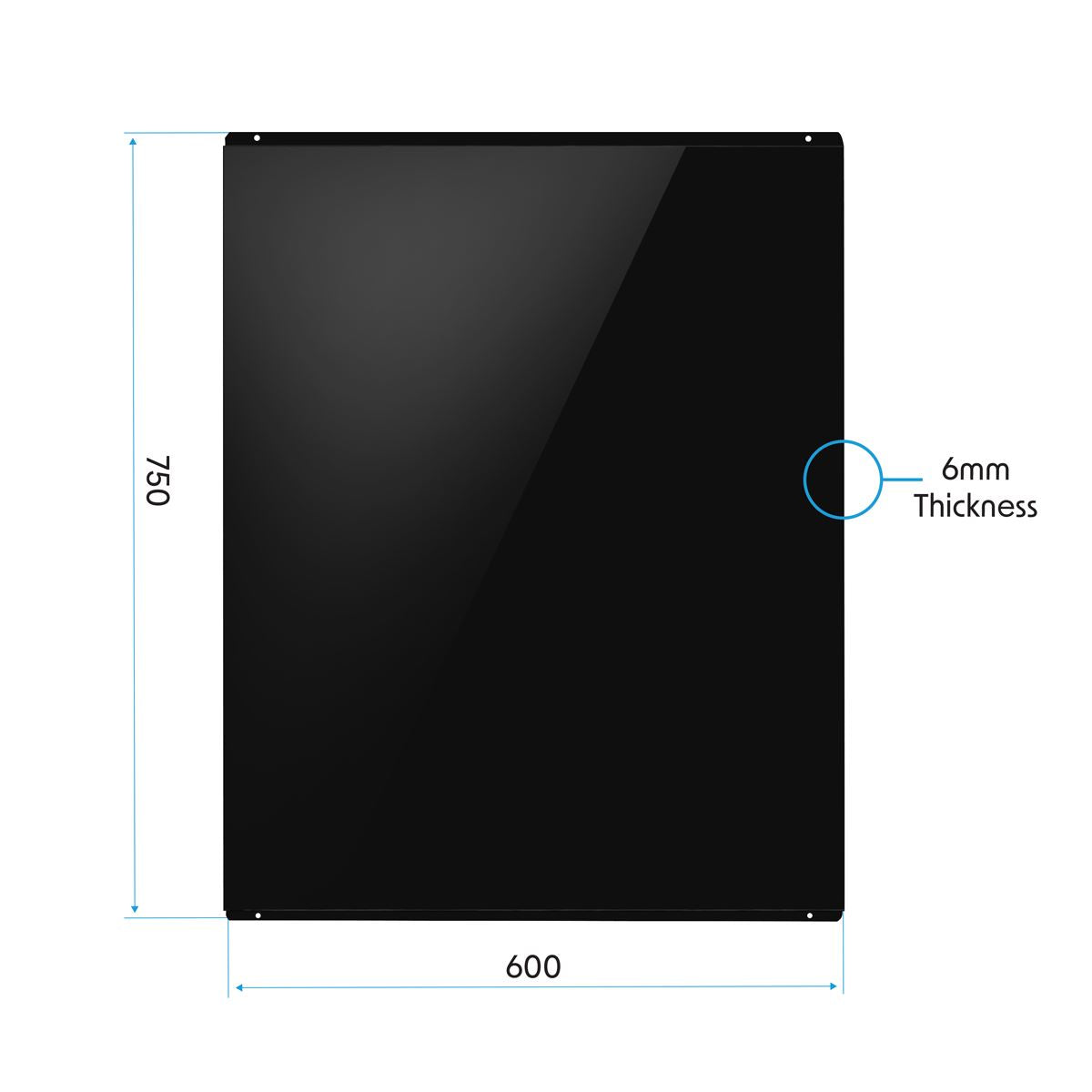 Baridi 60cm Splashback for Cooker Hoods Extractor Fans Black Glass DH194