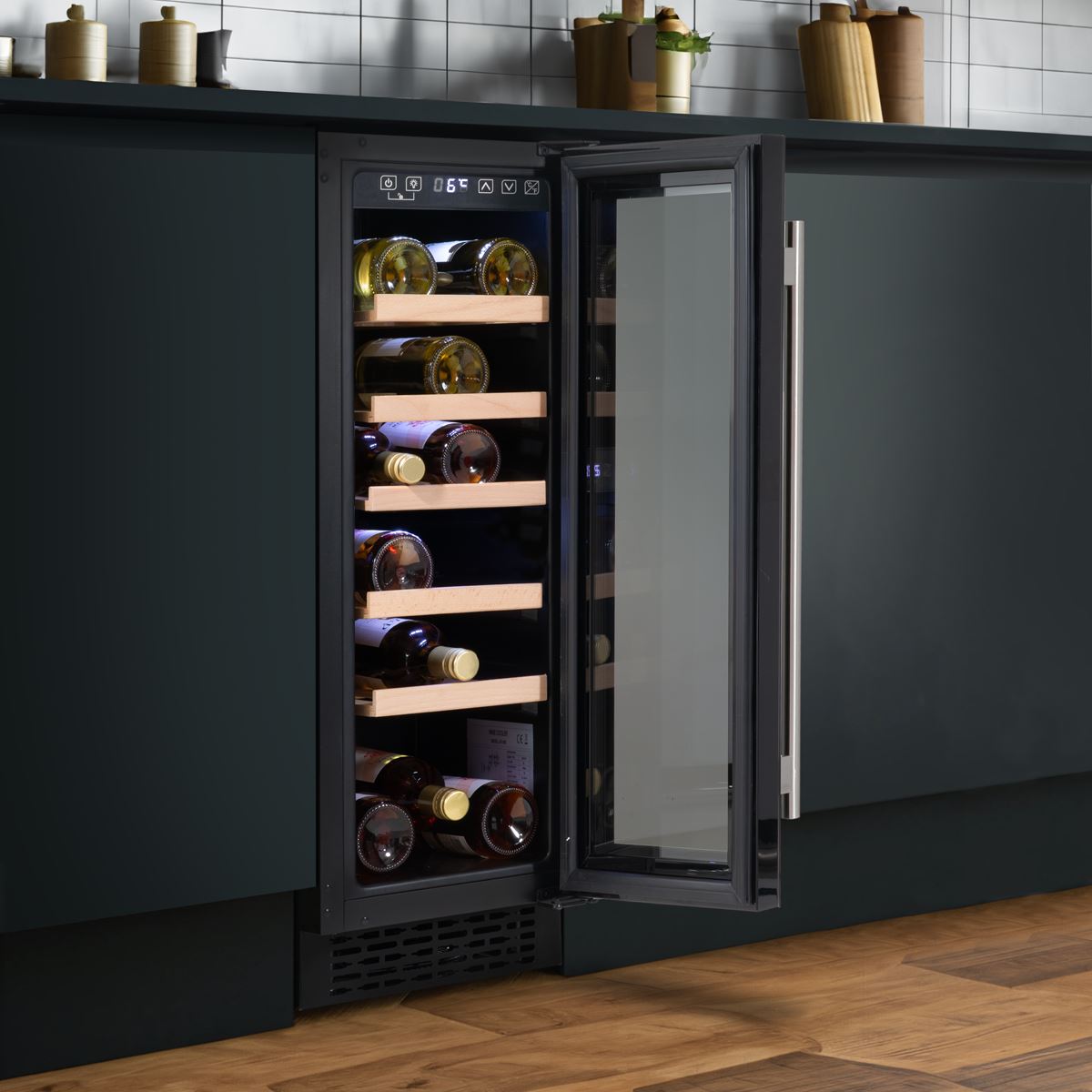 Baridi 20 Bottle Slim 30cm Built In Wine Cooler Touchscreen Control Black DH203