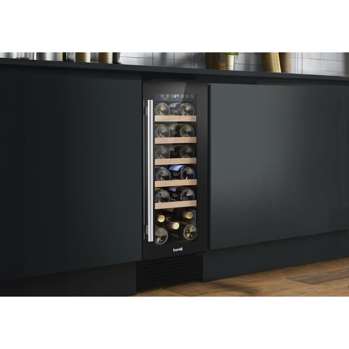 Baridi 20 Bottle Slim 30cm Built In Wine Cooler Touchscreen Control Black DH203