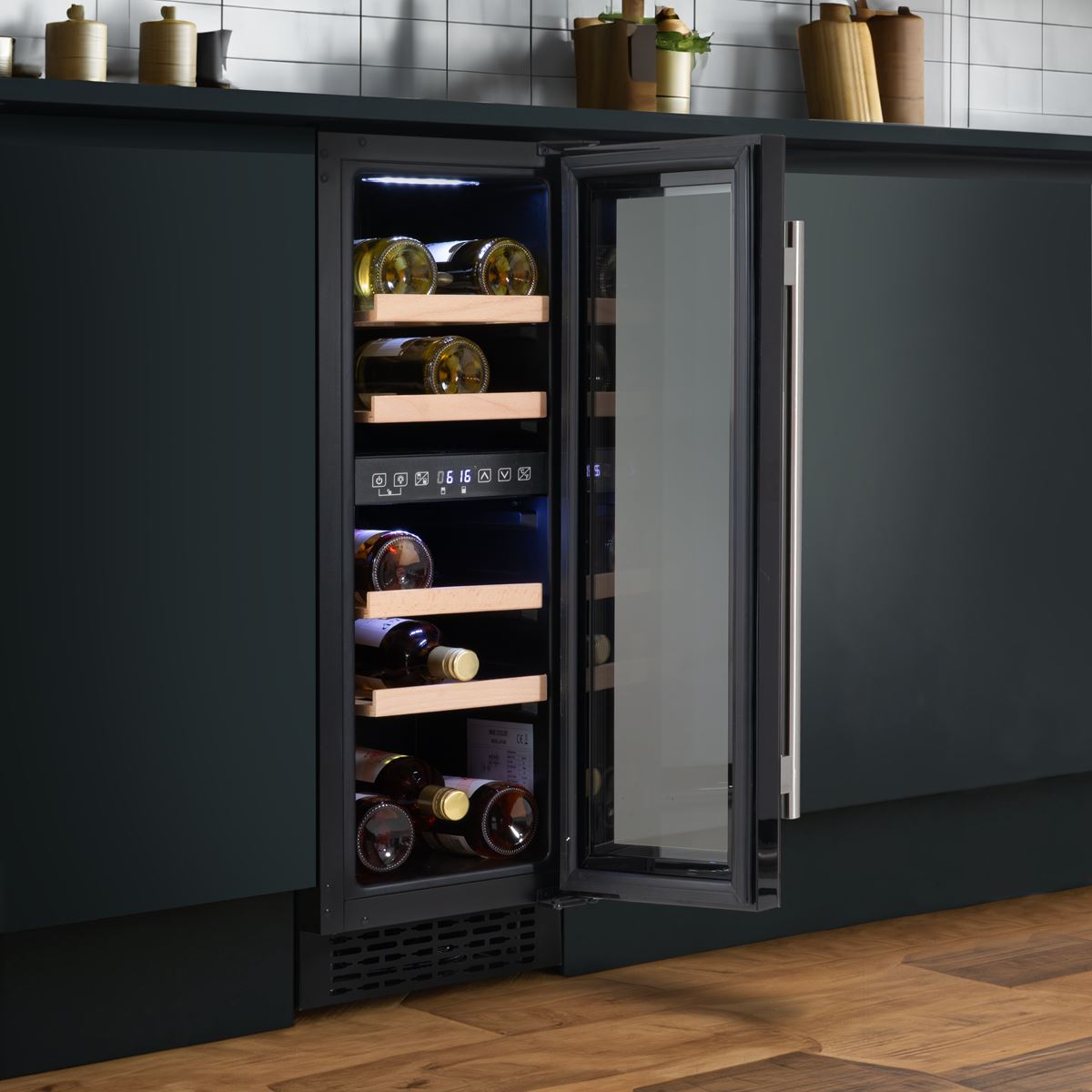 Baridi 17 Bottle Dual Zone Slim 30cm Wine Cooler Touch Screen Black DH204