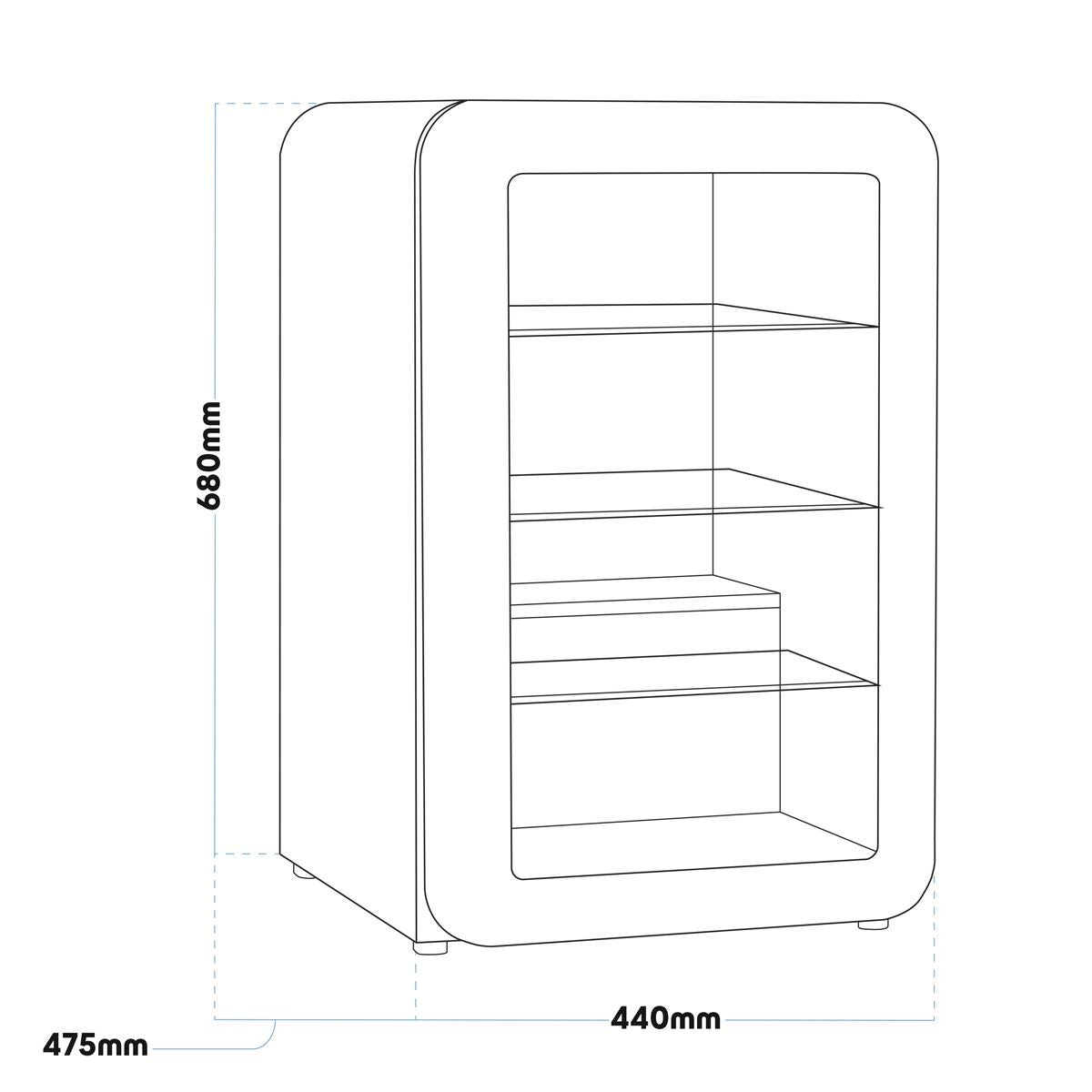 Baridi 70L Under Counter Drinks Beer & Wine Cooler Fridge Retro Black DH222
