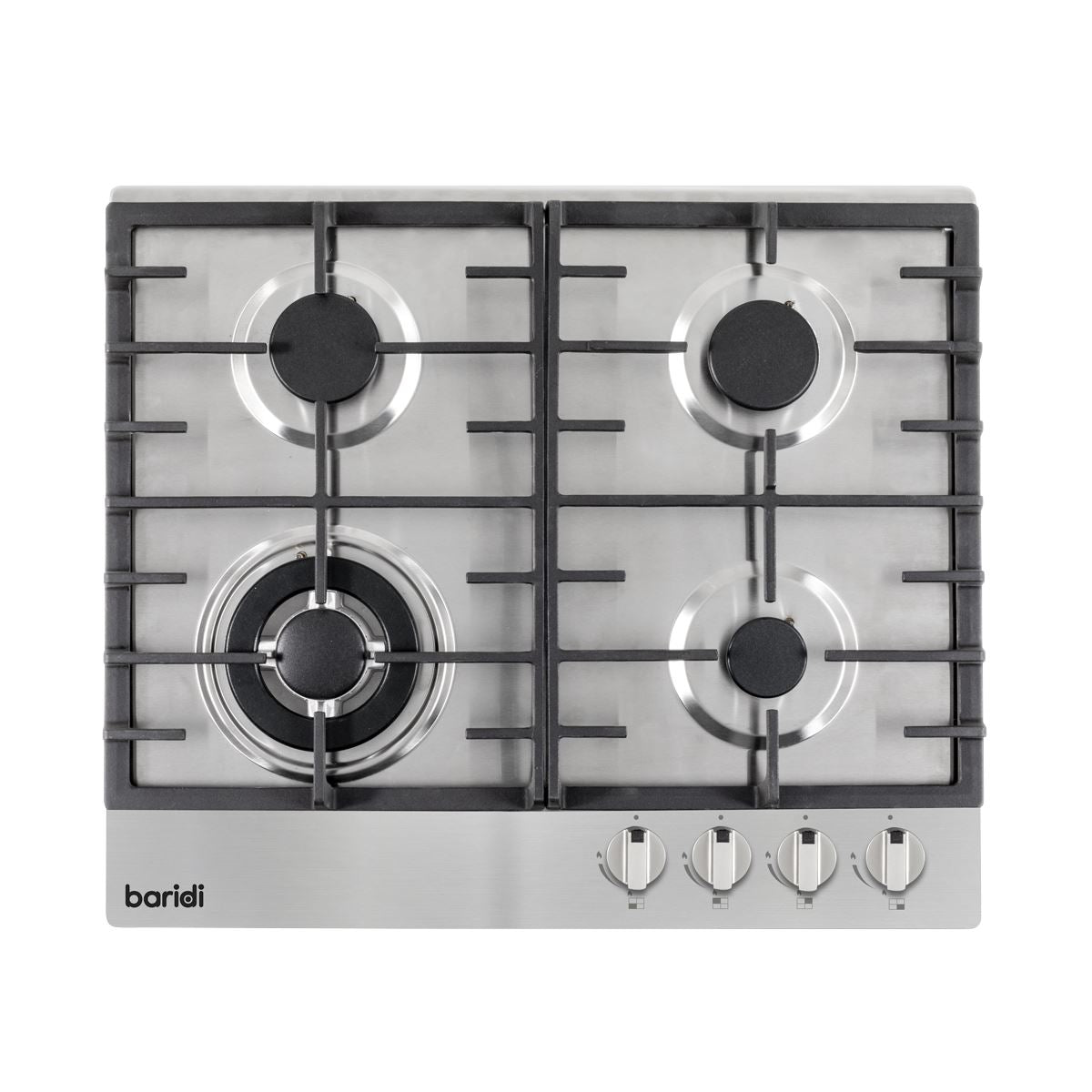 Baridi Gas Hob with 4 Cooking Zones 60cm Stainless Steel 8kW DH225