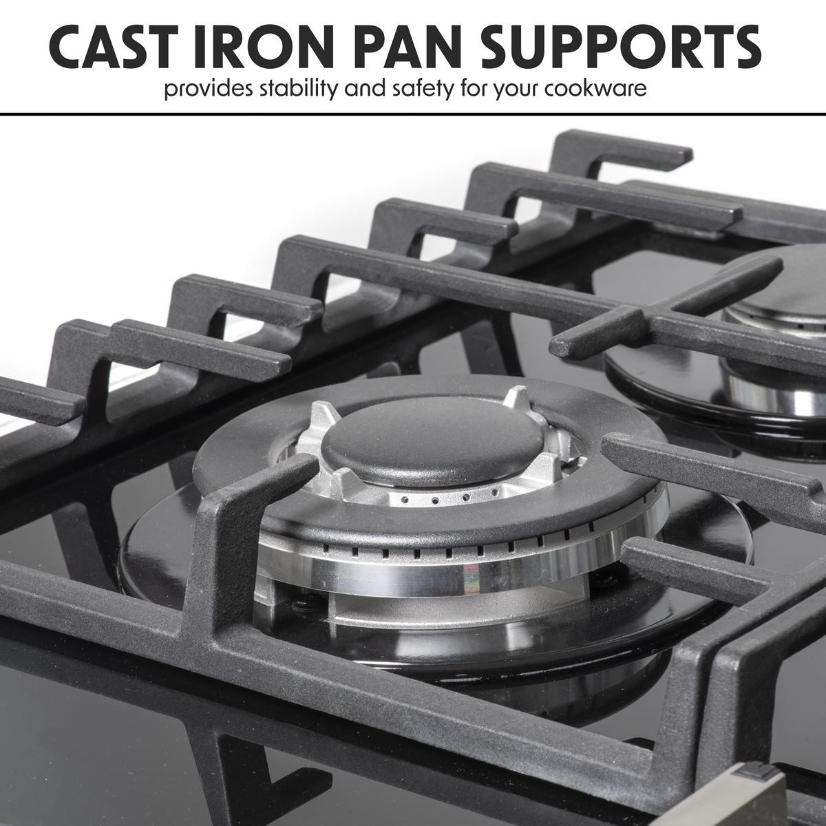 Baridi Gas Hob with 4 Cooking Zones 60cm Black High Performance Burners DH226