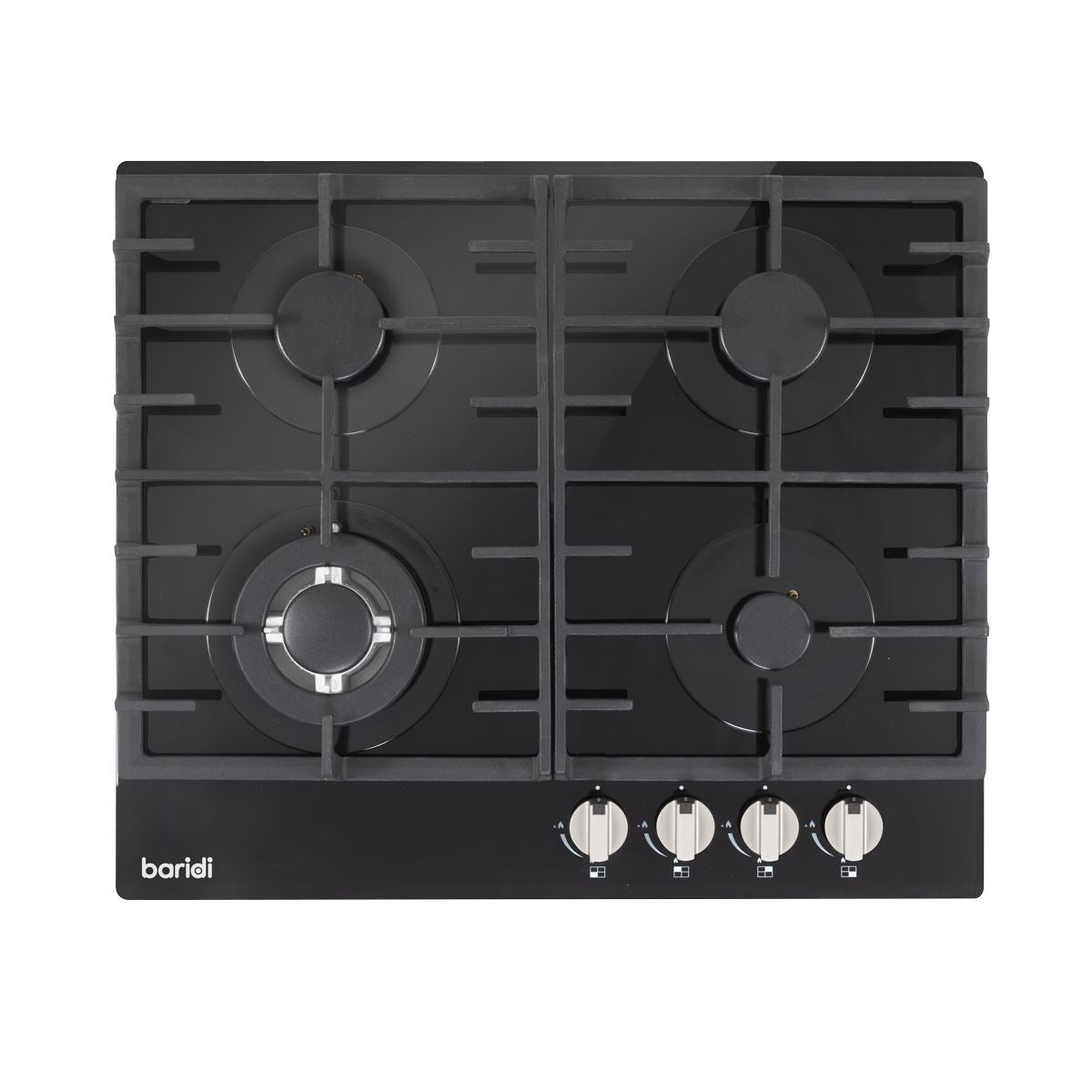 Baridi Gas Hob with 4 Cooking Zones 60cm Black High Performance Burners DH226