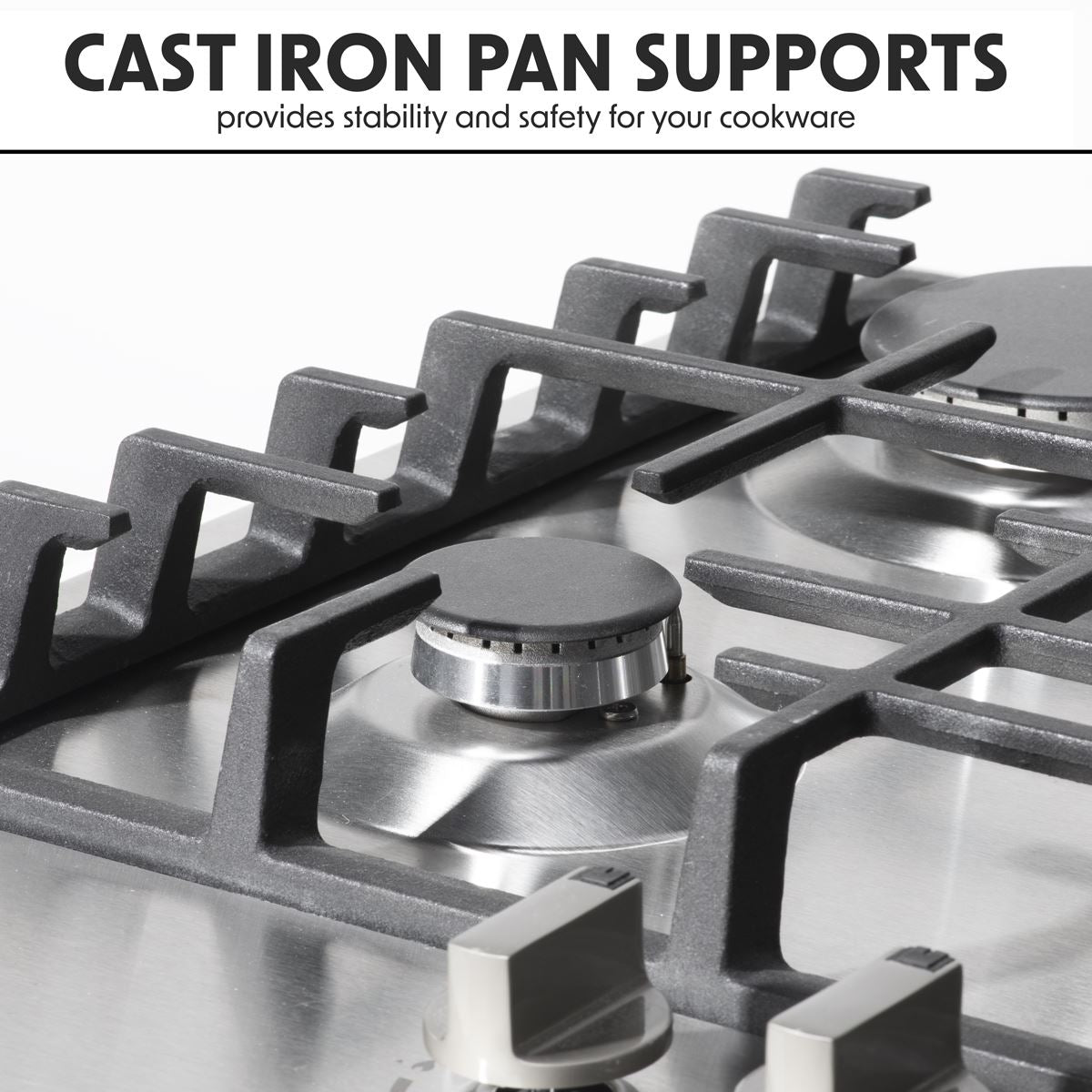 Baridi Gas Hob 5 Cooking Zones Stainless Steel W x D x H - 70 x 51 x 4 DH227