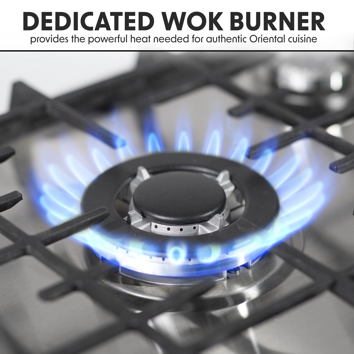 Baridi Gas Hob 5 Cooking Zones Stainless Steel W x D x H - 70 x 51 x 4 DH227