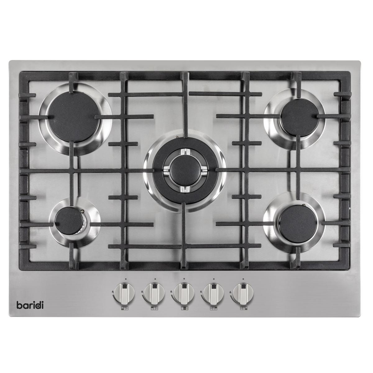 Baridi Gas Hob 5 Cooking Zones Stainless Steel W x D x H - 70 x 51 x 4 DH227